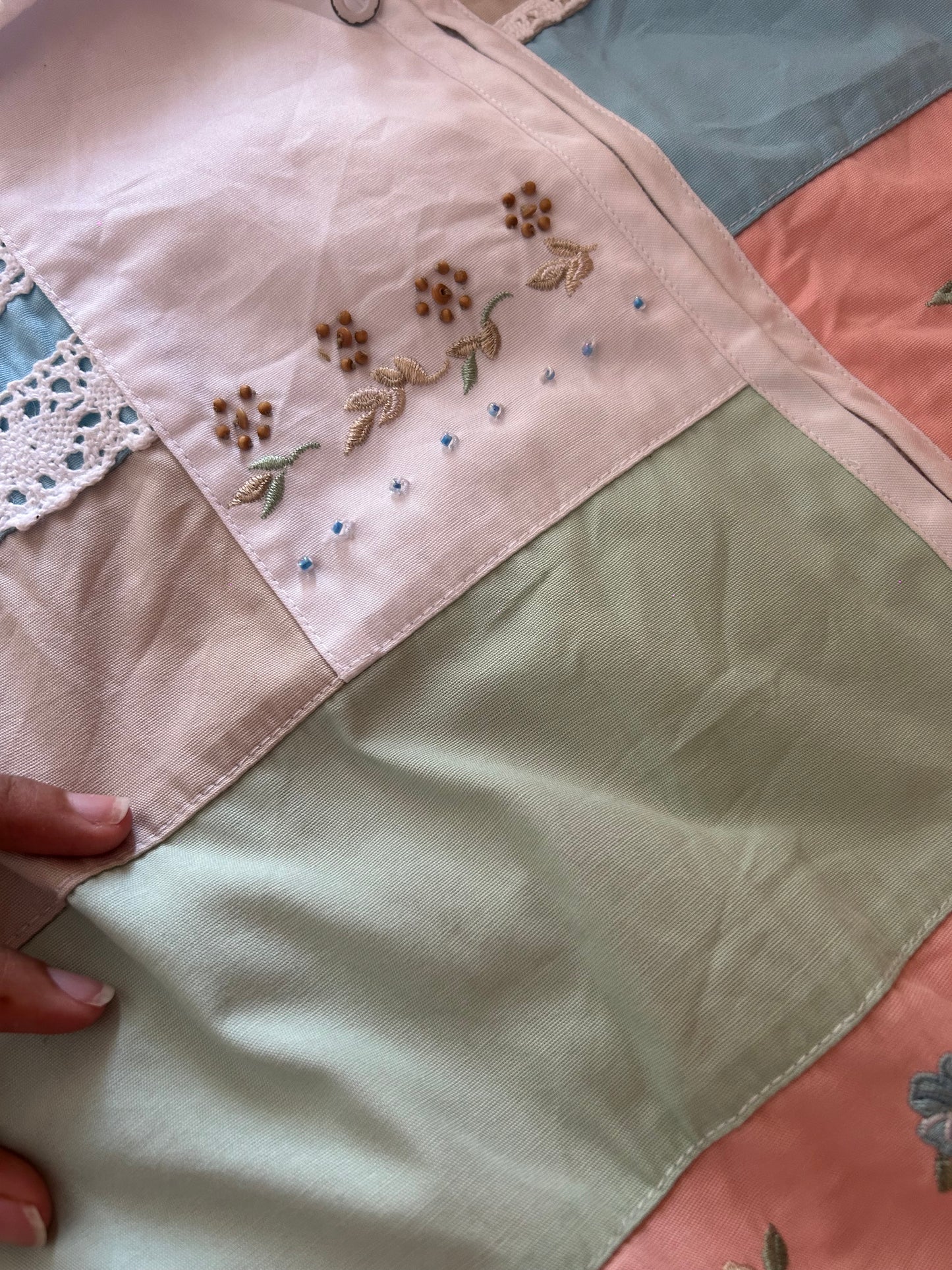 Korea Francisca Vintage Beaded and Shipping Embroidered Zipper Shirt