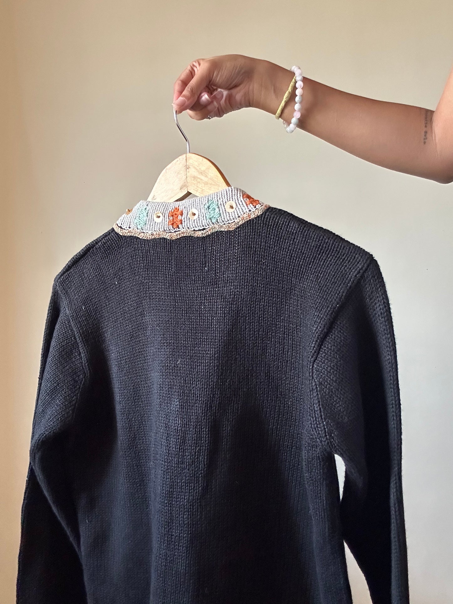 Vintage Handknits By Storybook Knits Squirrel Maple Embroidered and Beaded Cardigan