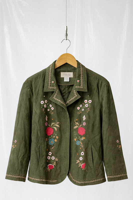 Cj Banks Vintage Corduroy Embroidered Blazer