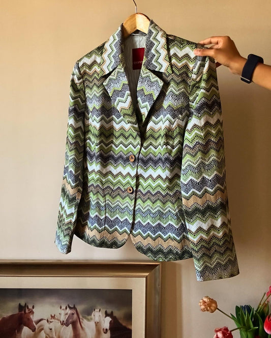 Bianca Vintage Zick Zack Print Blazer