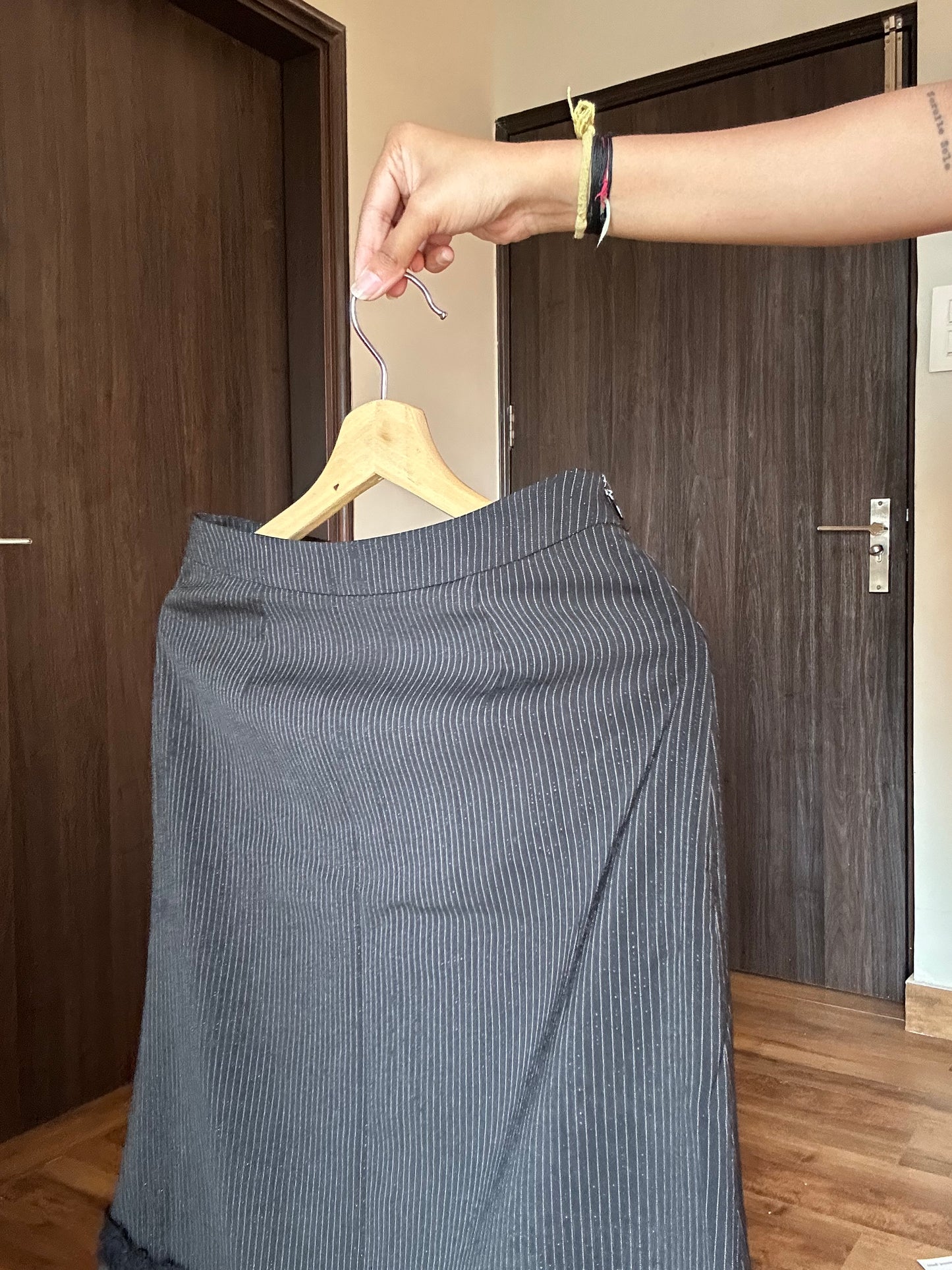 Vintage Dusa Striped and Lace Work Skirt