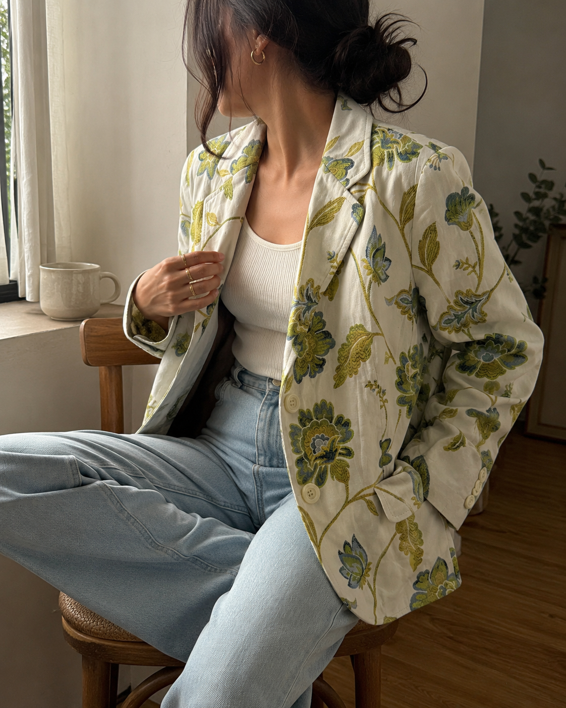 Vintage Avantgarde Botanical Tapestry Blazer