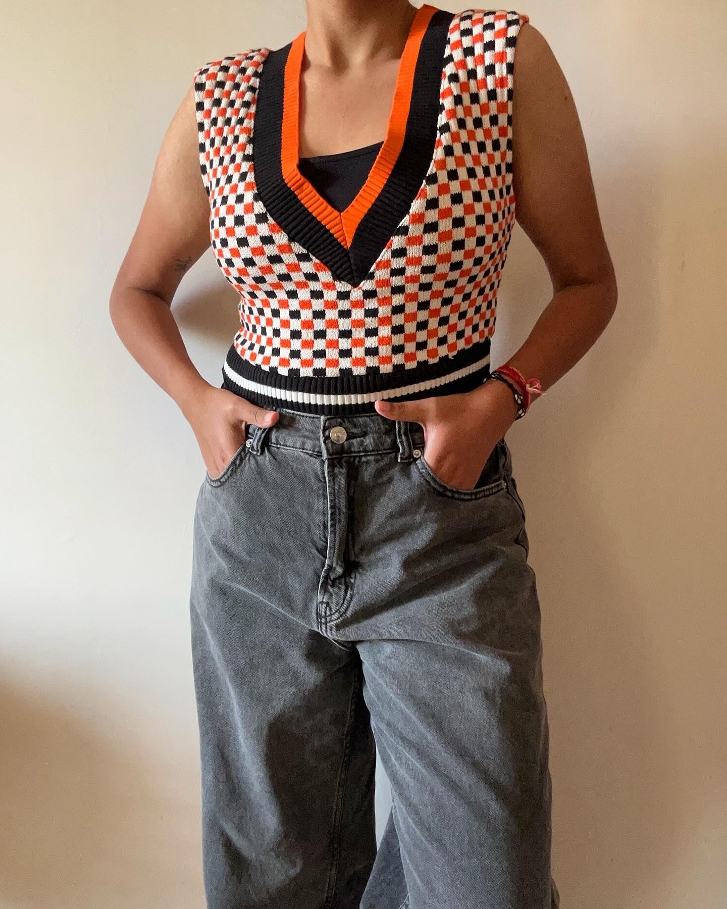 Zara Checked Sweater Vest