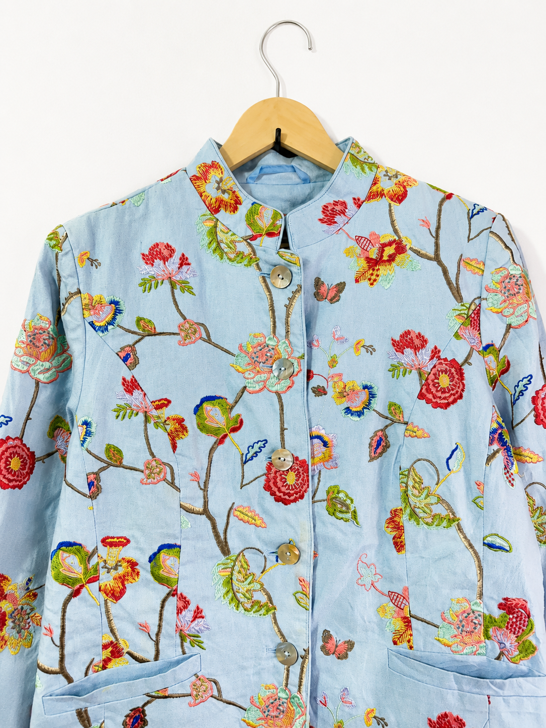 Vintage Sky Garden Embroidered Cotton Jacket