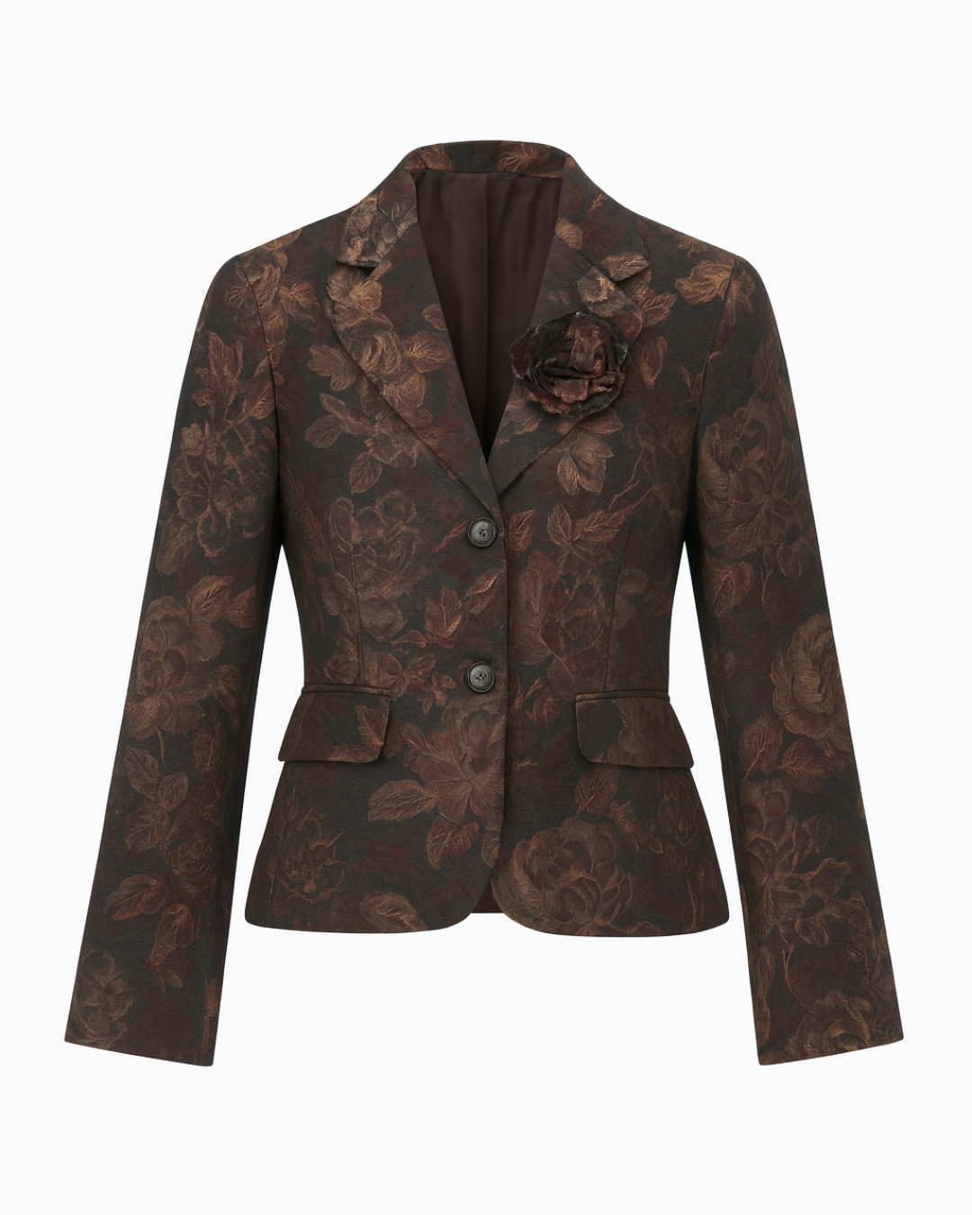 Vintage Jacquard Blazer With Flower