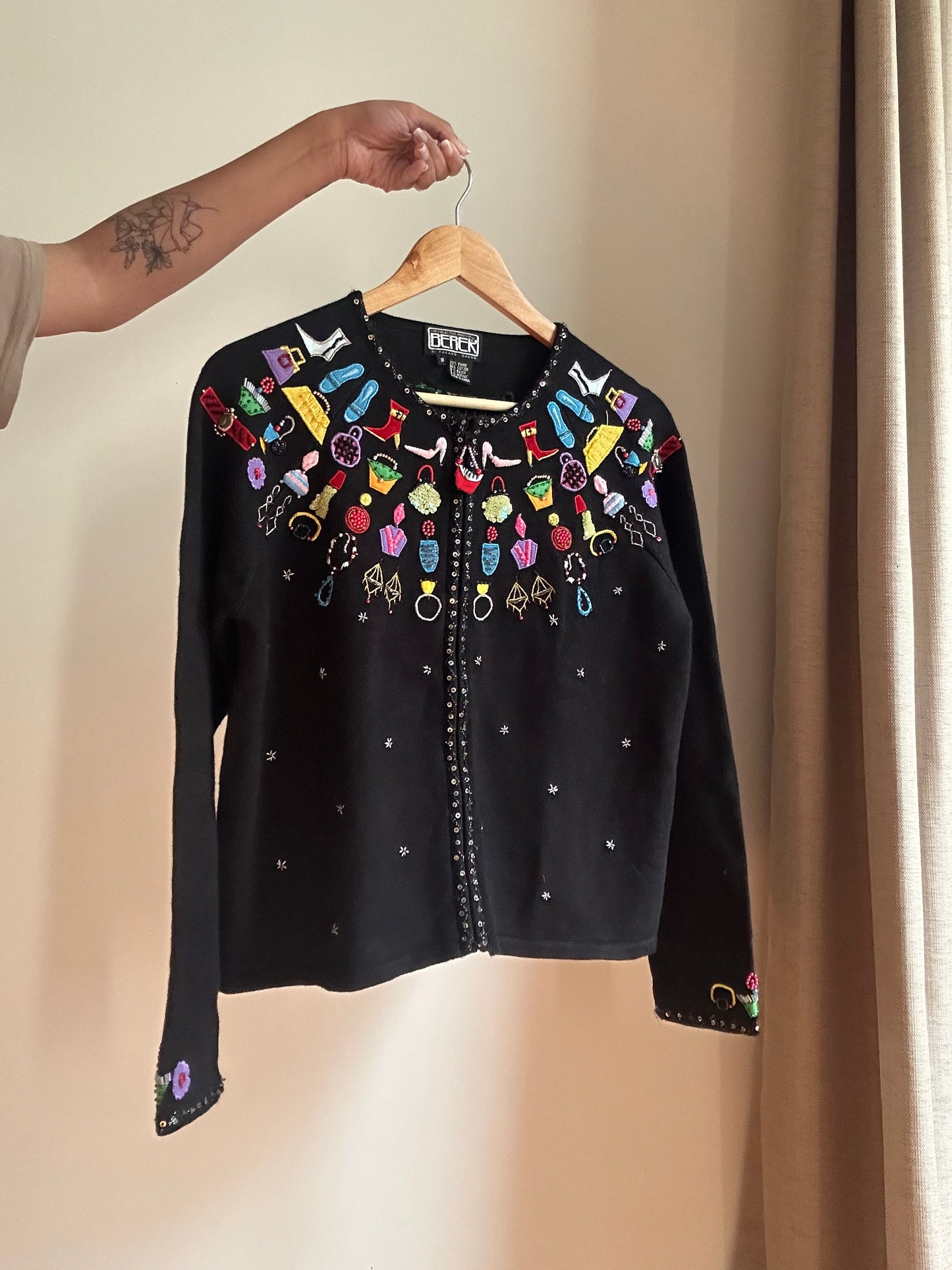 Vintage Berek By Takano Sakon Knit Beaded and Embroidered Cardigan