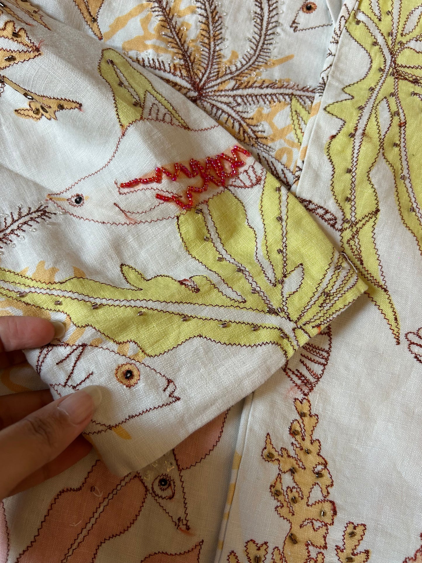 Vintage Silk Club All Embroidered And Beaded Linen Shaket