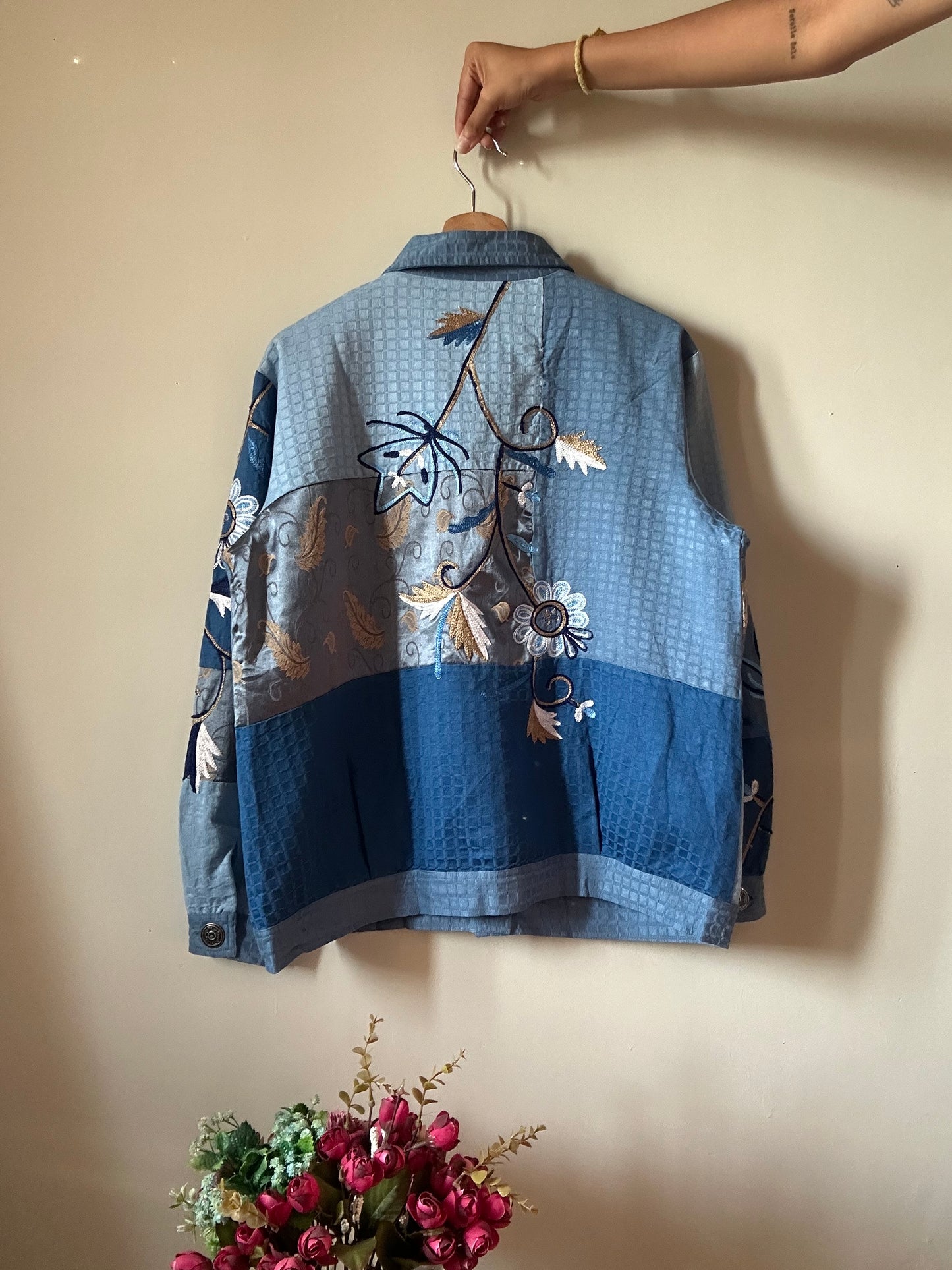 Vintage Indigo Moon Embroidered and Patchwork Shaket
