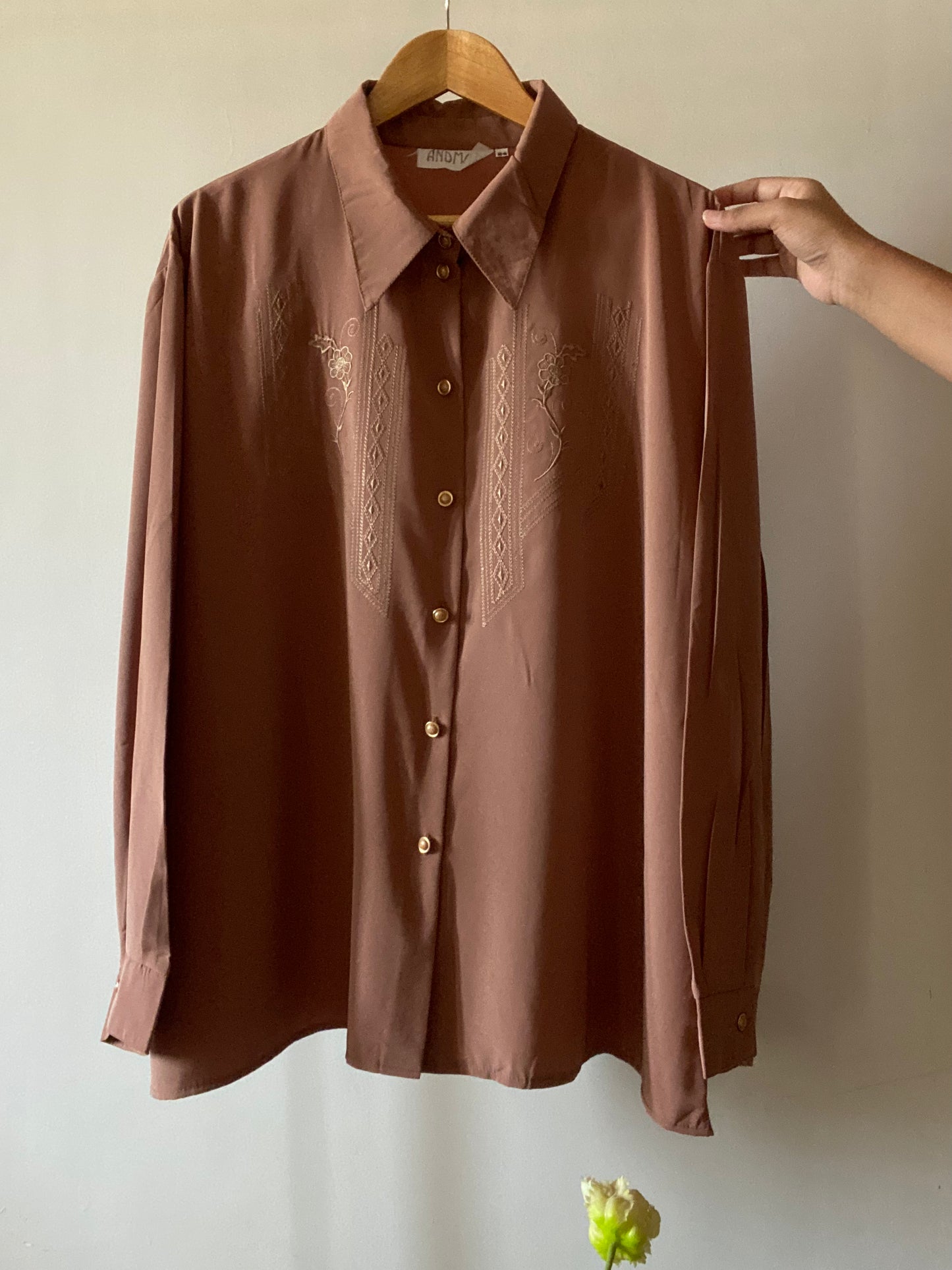 Brown Front Embroidered Vintage Shirt