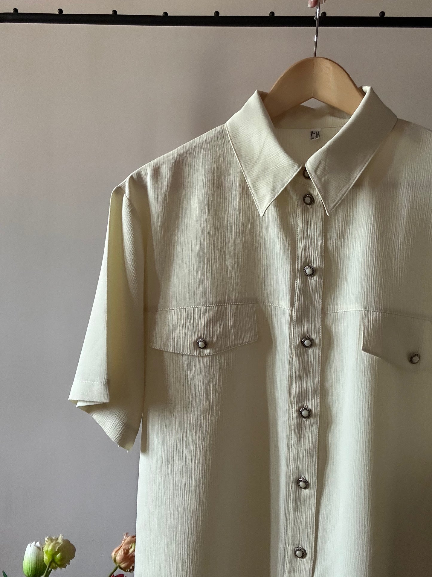 Textured Vintage Shirt With Antique Buttons