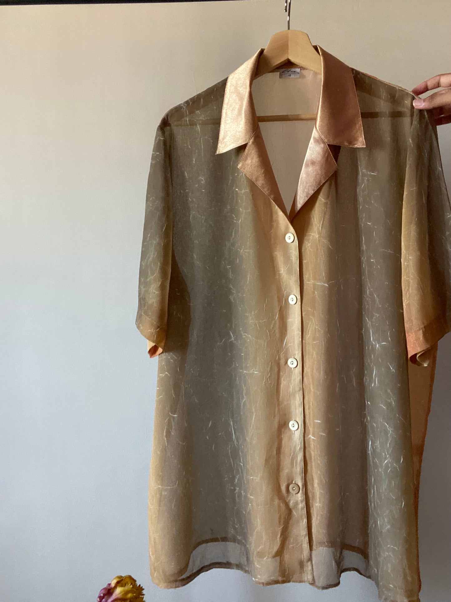 Vintage Ombré Texted Semi Sheer Shirt
