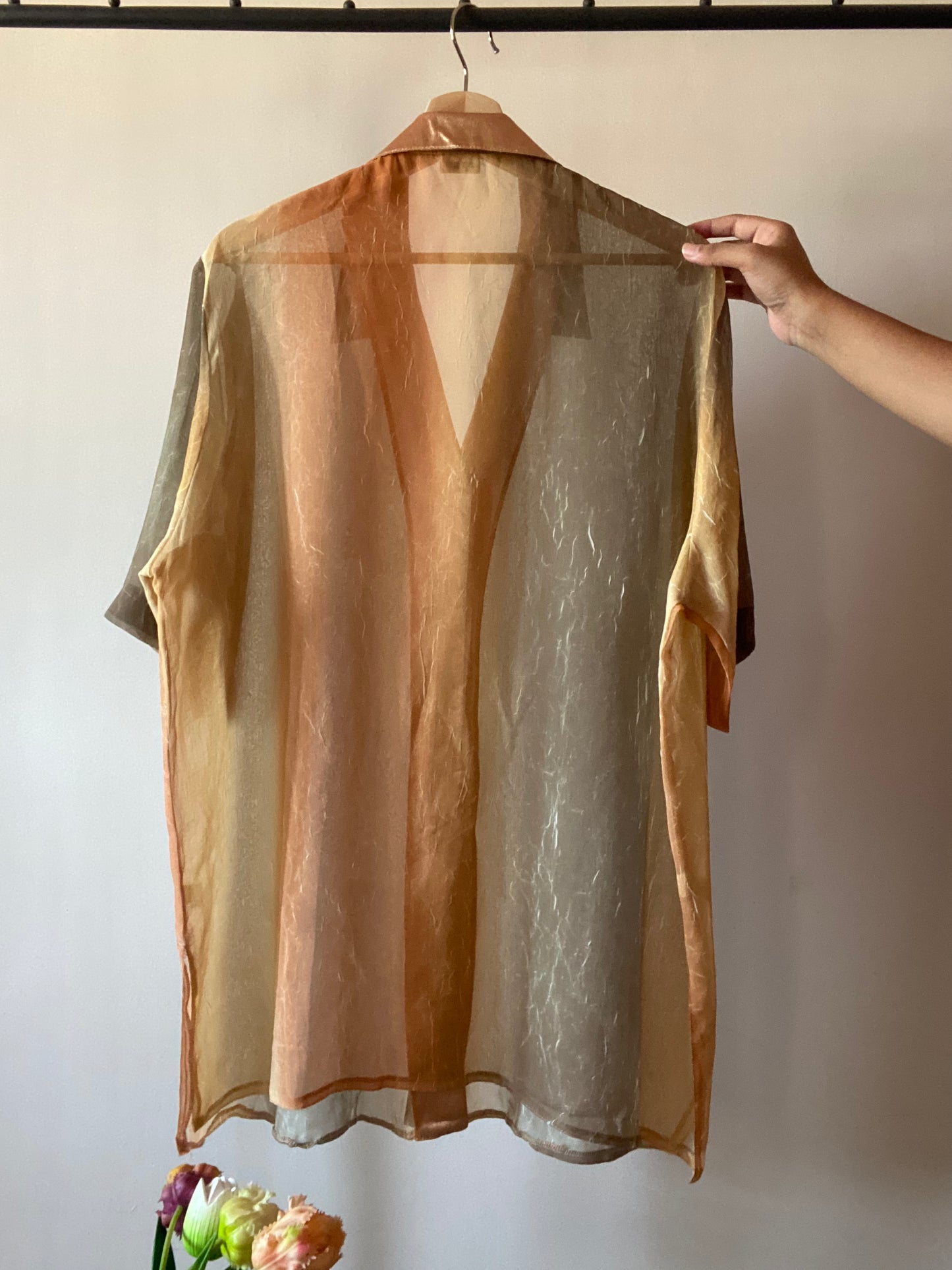 Vintage Ombré Texted Semi Sheer Shirt