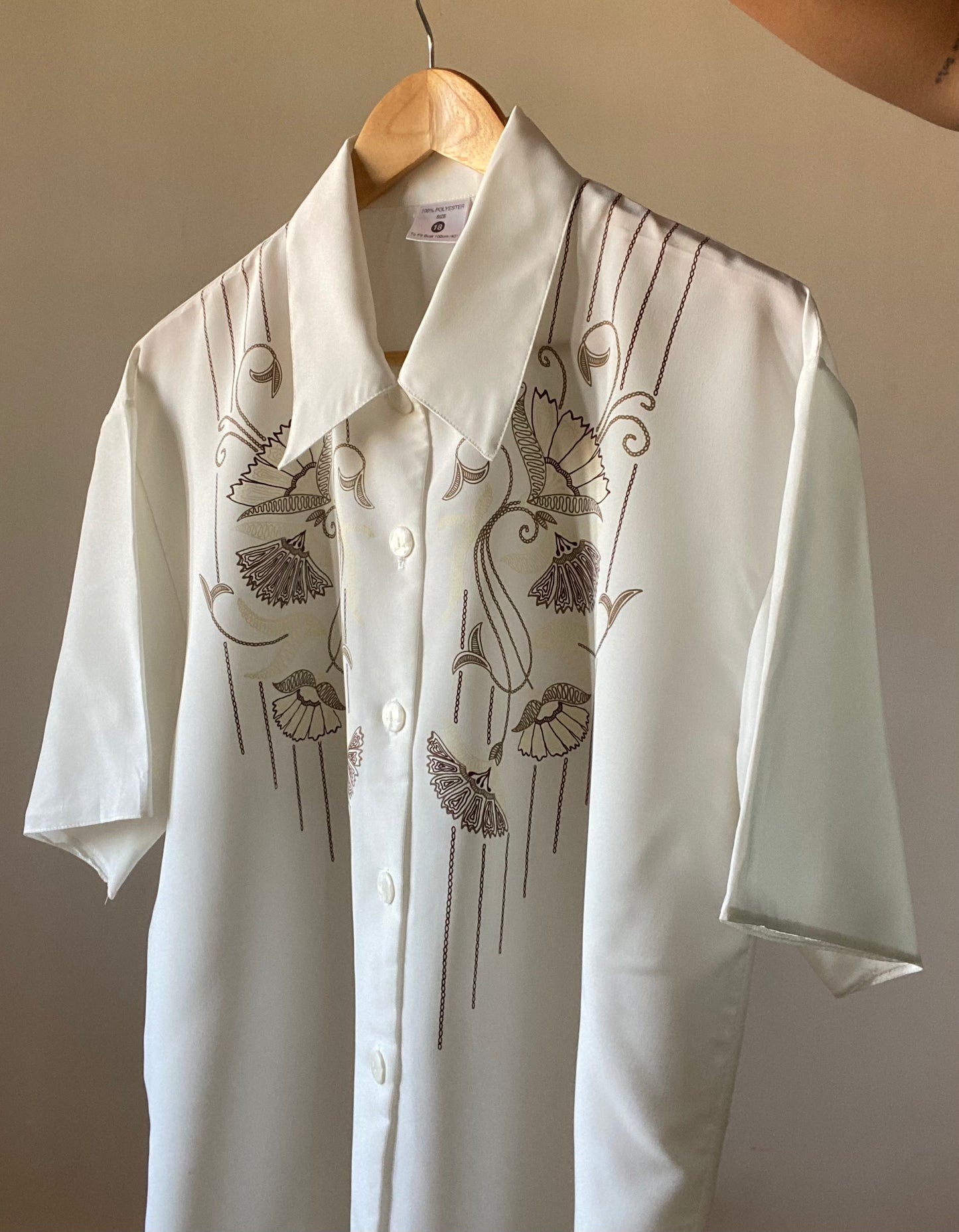 White Abstract Print Shirt