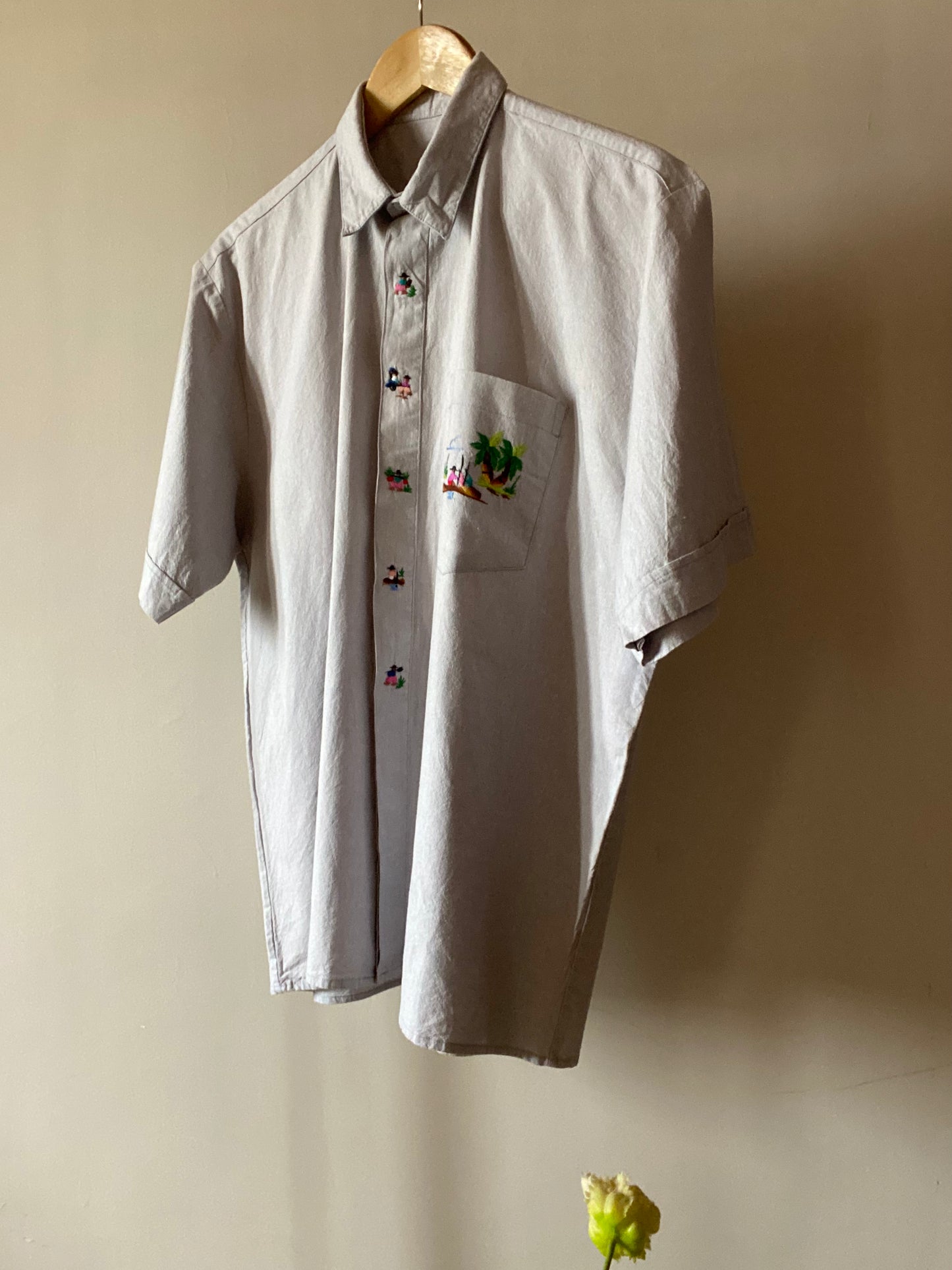 Village Inspired Embroidered Denim Vintage Shirt