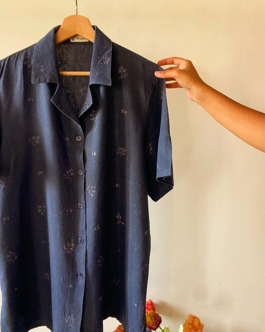 Floral Minimalist Linen Vintage Shirt