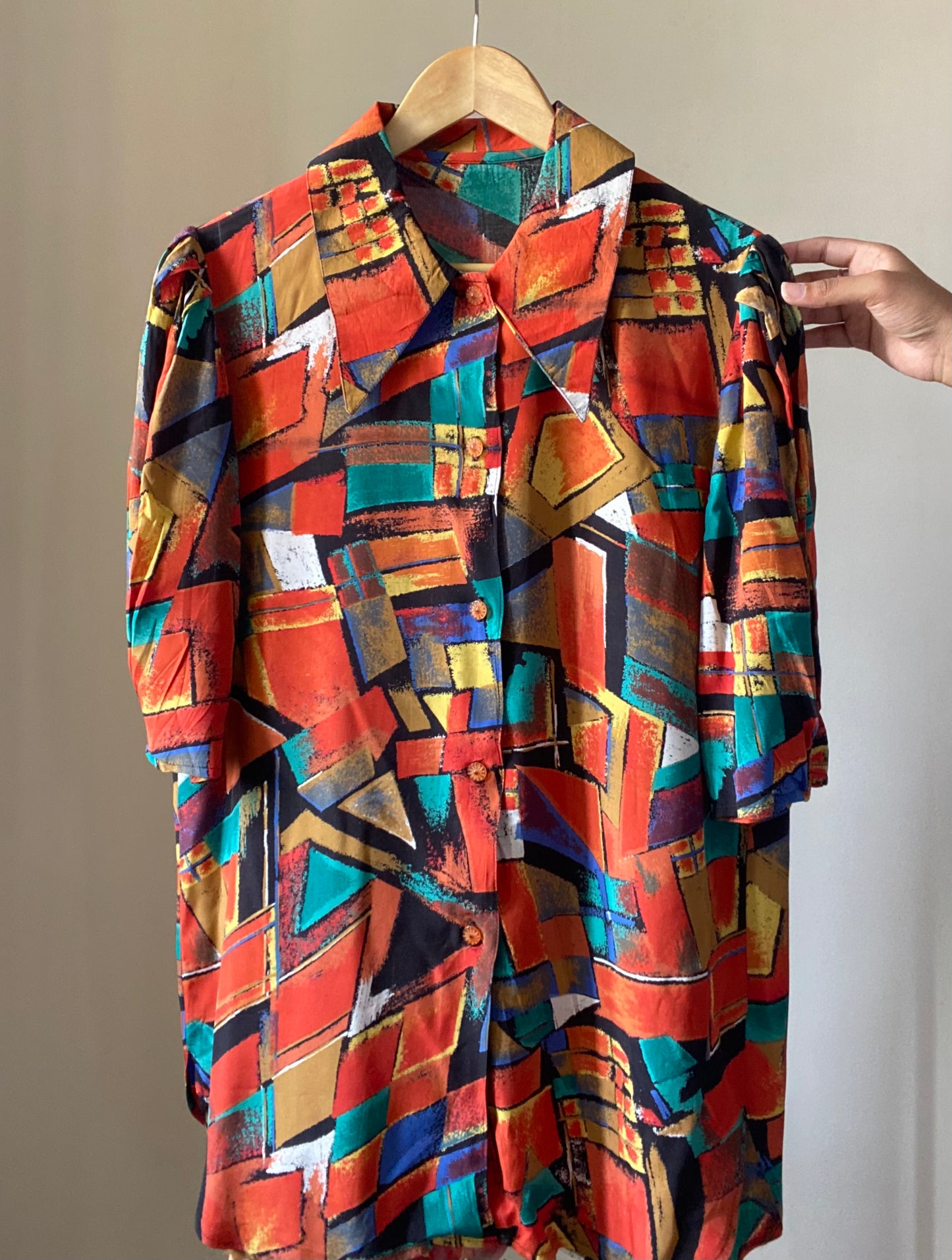 Geometric Multi Print Vintage Shirt