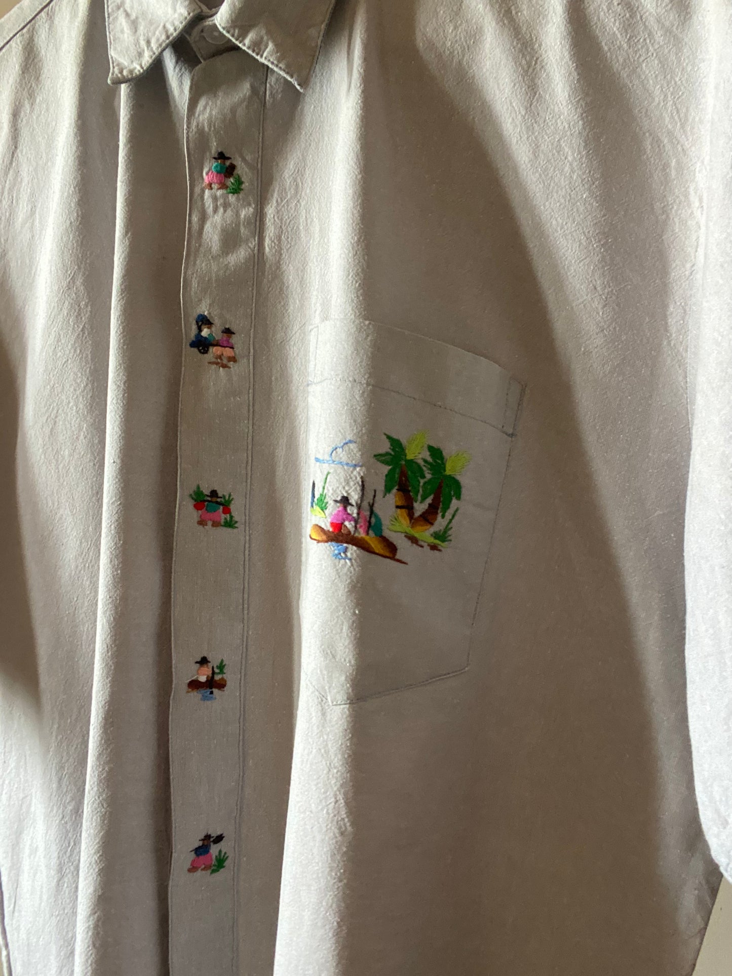 Village Inspired Embroidered Denim Vintage Shirt
