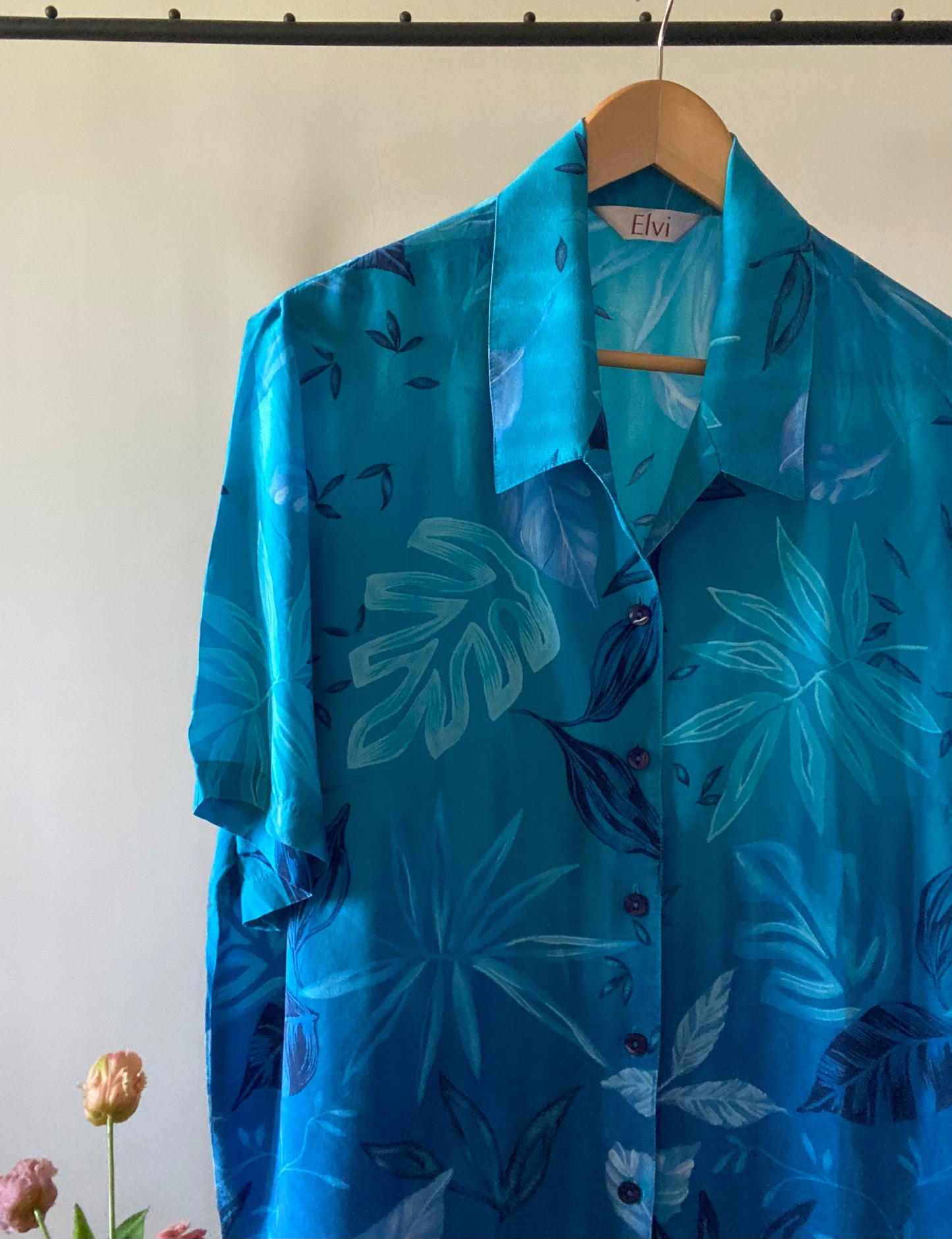 Vintage Elvi Abstract Leaves Print Shirt