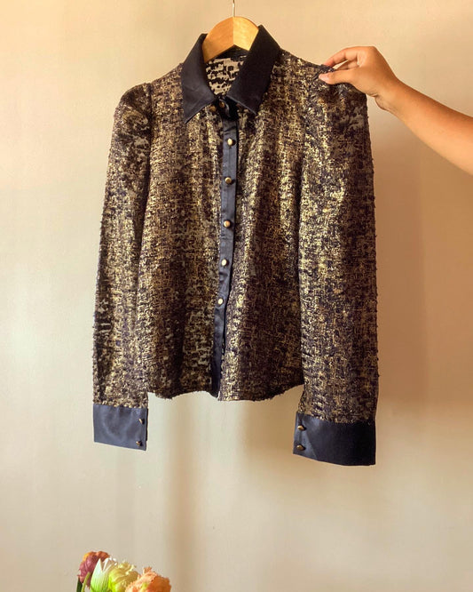 Cherrya Satin Detail Semi Sheer Vintage Shirt