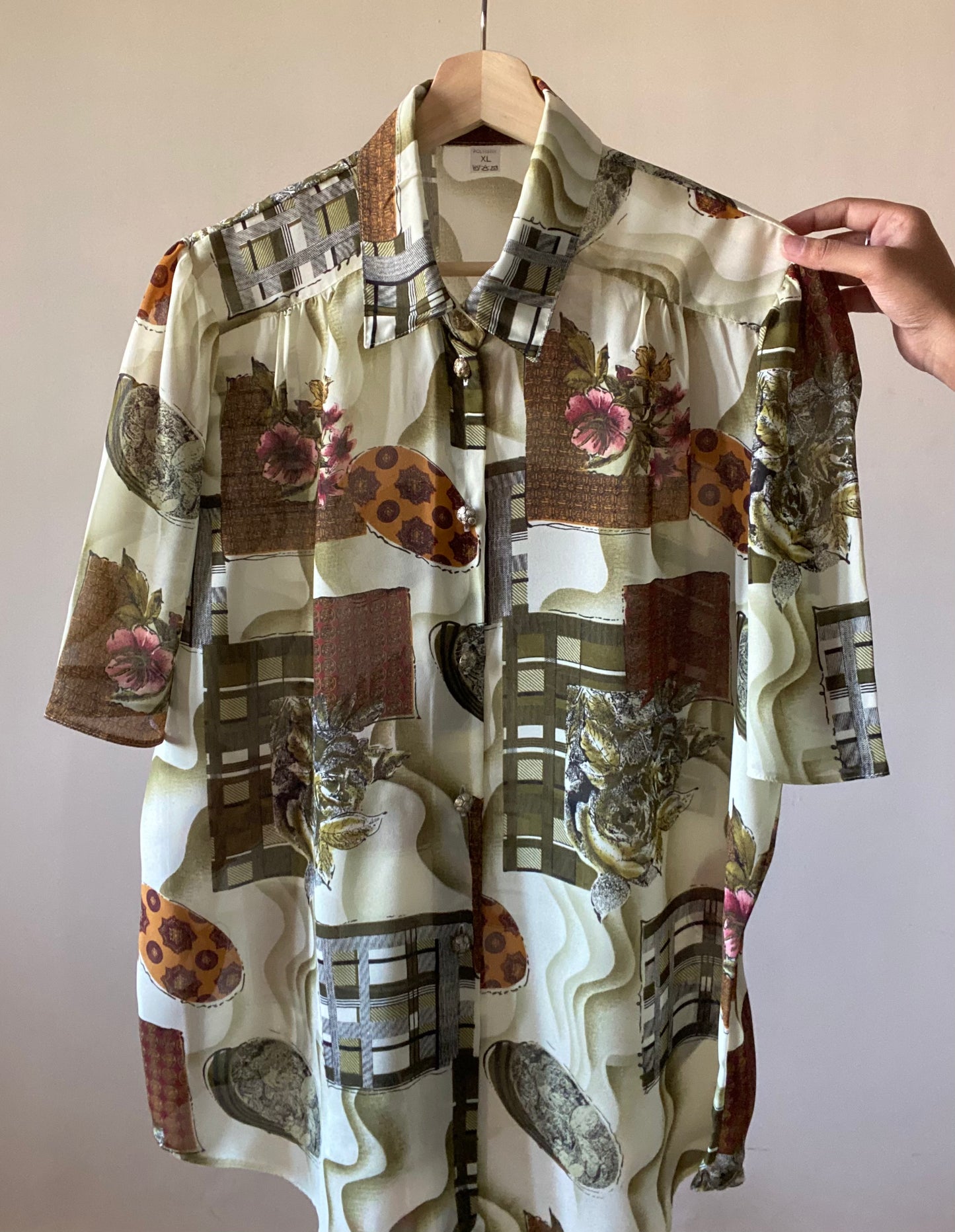 Abstract Floral Print Vintage Shirt