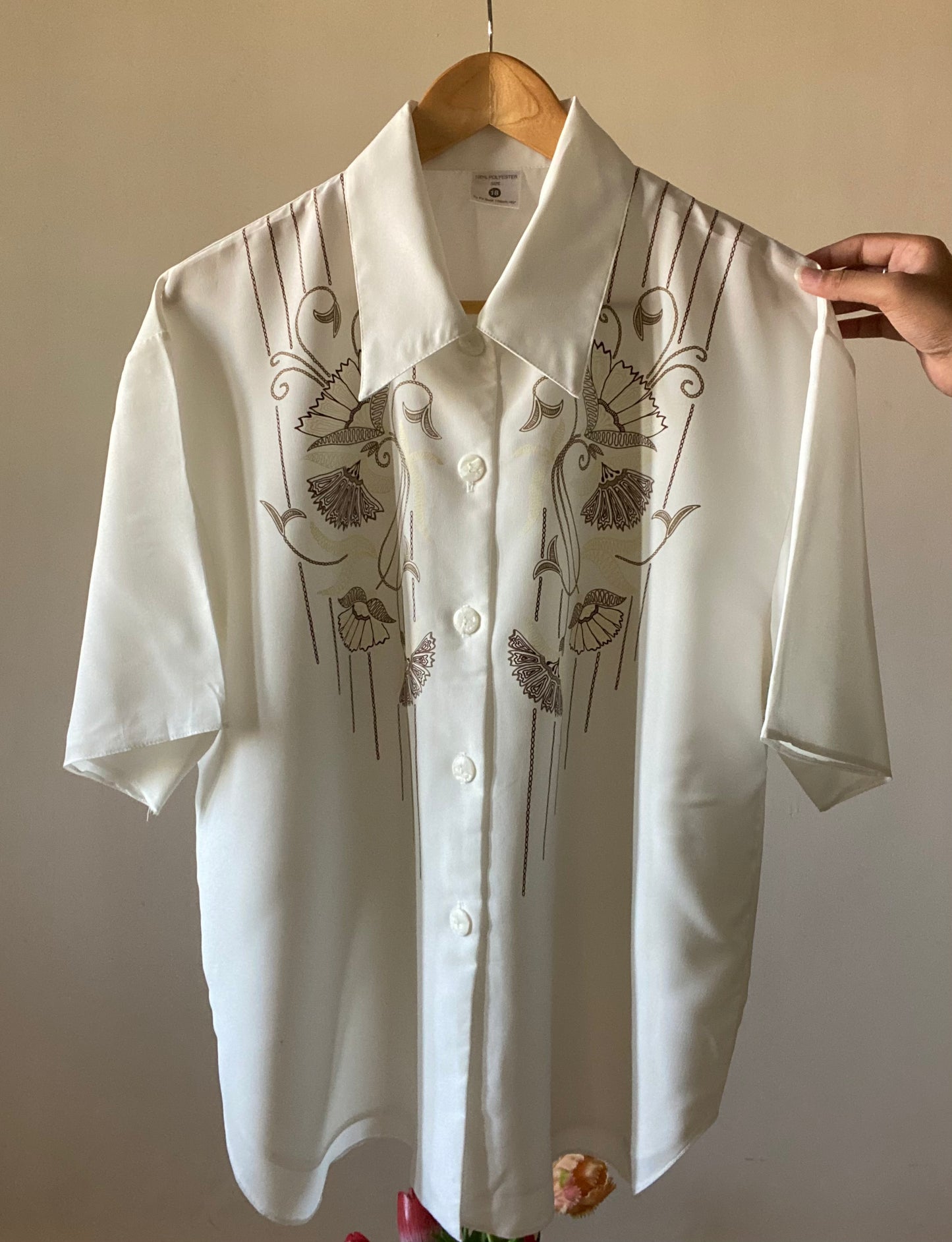 White Abstract Print Shirt