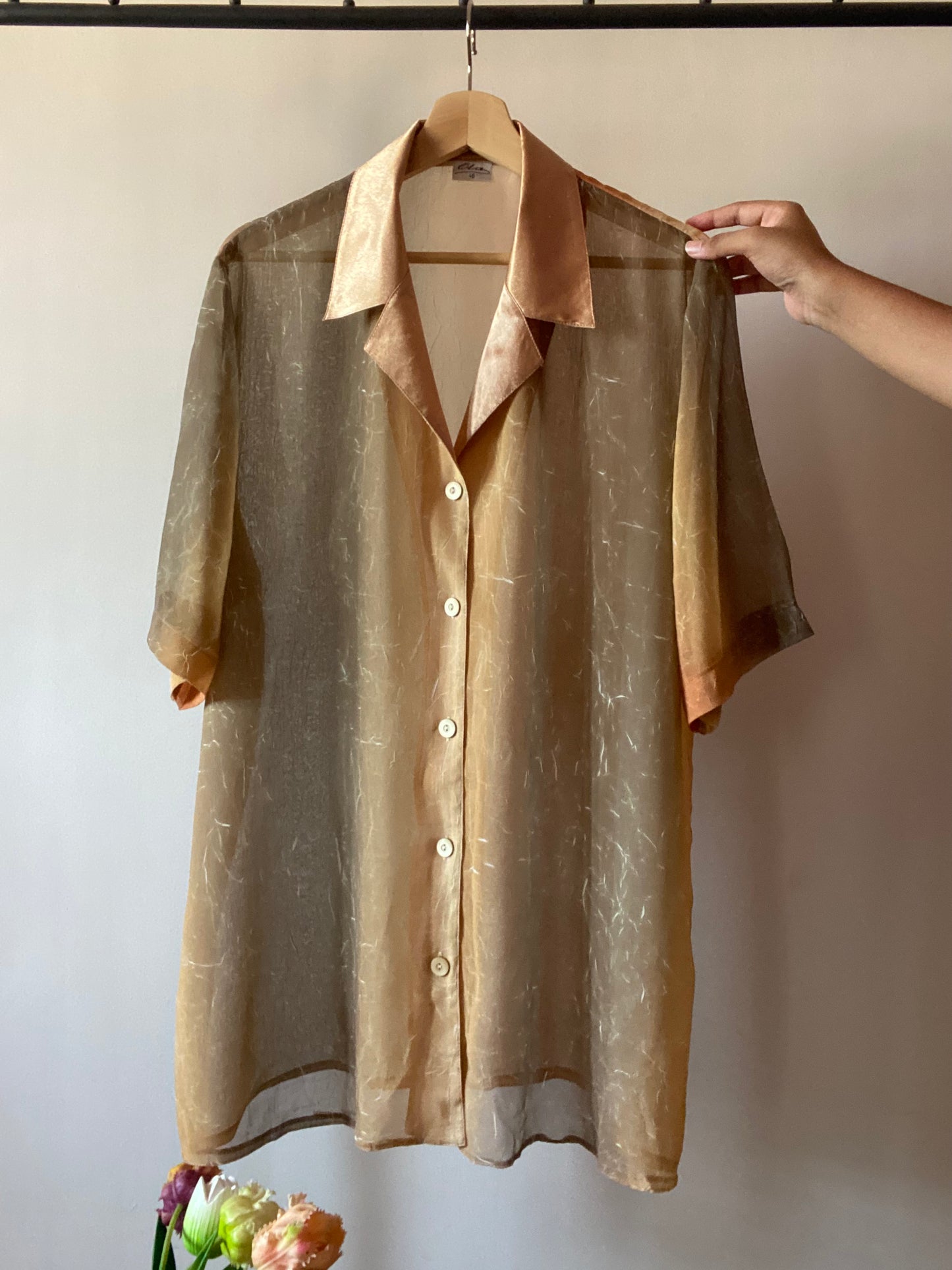 Vintage Ombré Texted Semi Sheer Shirt