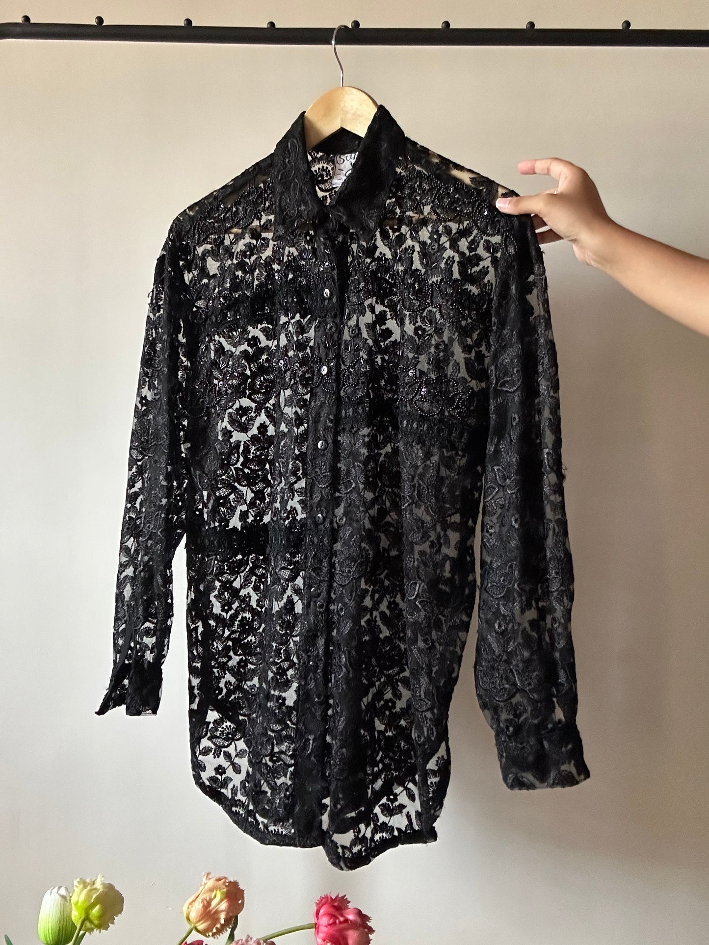 Vintage Embroidered And Beaded Shirt