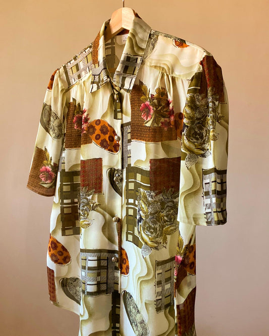 Abstract Floral Print Vintage Shirt