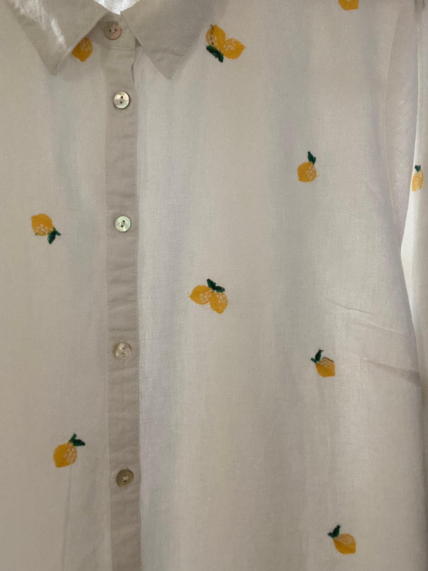 White Lemon Embroidered Vintage Shirt