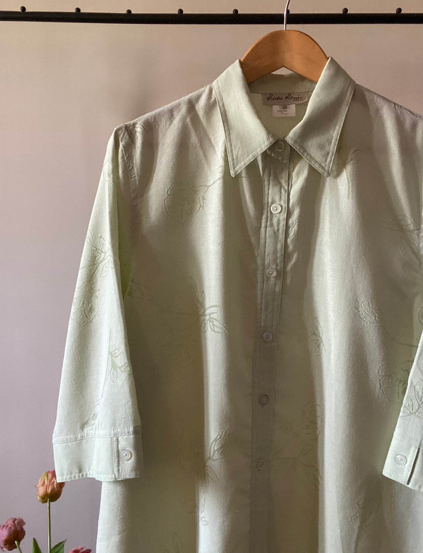 Floral Mesh Detail Vintage Shirt