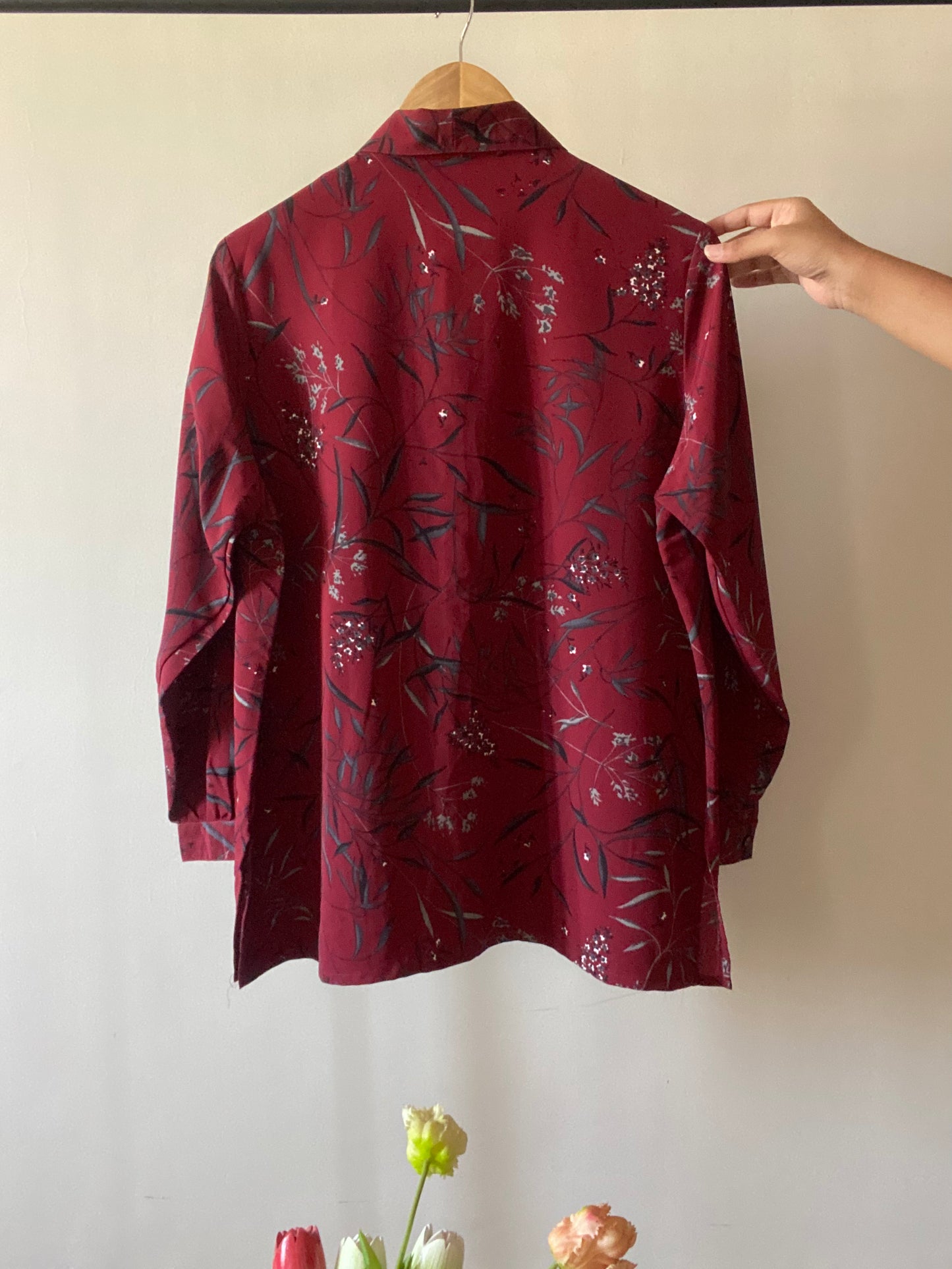 Vintage Maroon Floral Shirt