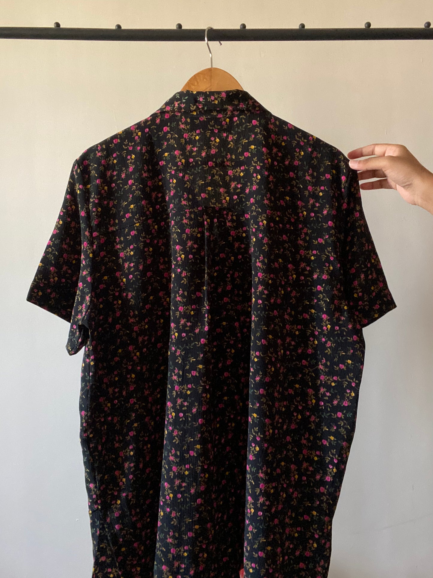 Crinkled Vintage Floral Print Shirt