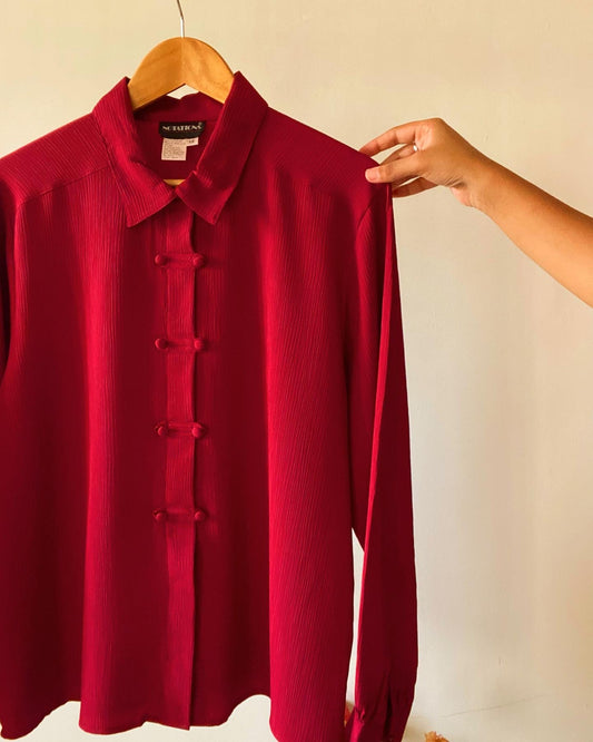 Crinkled Korean Style Buttoned Up Vintage Shirt