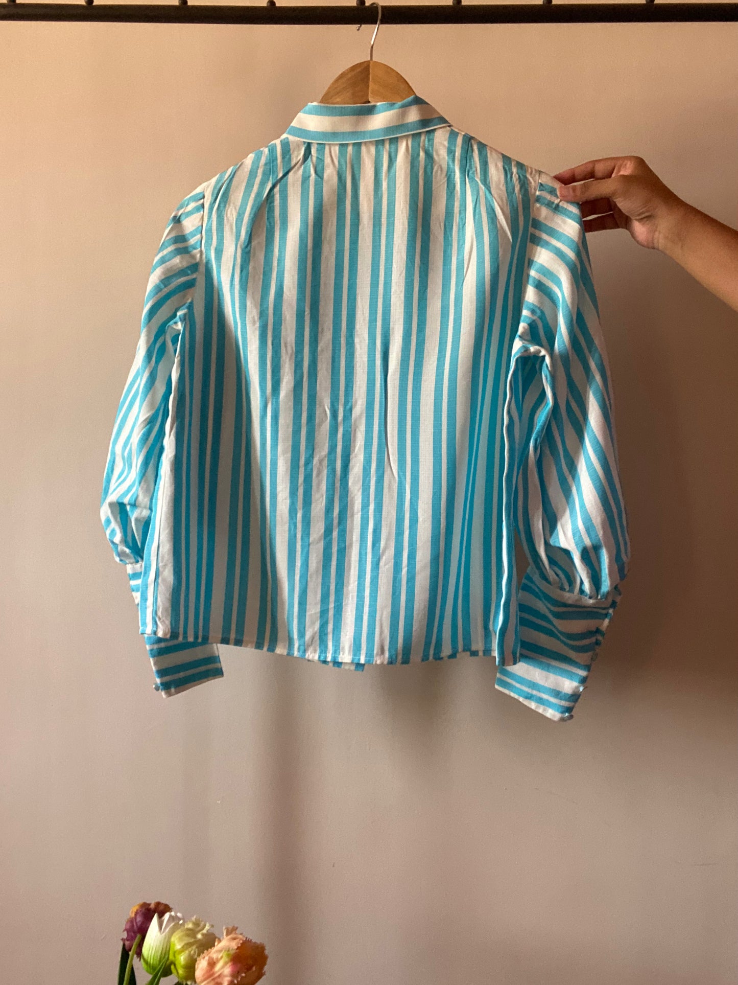 Vintage Striped Shirt With Puff Sleeves