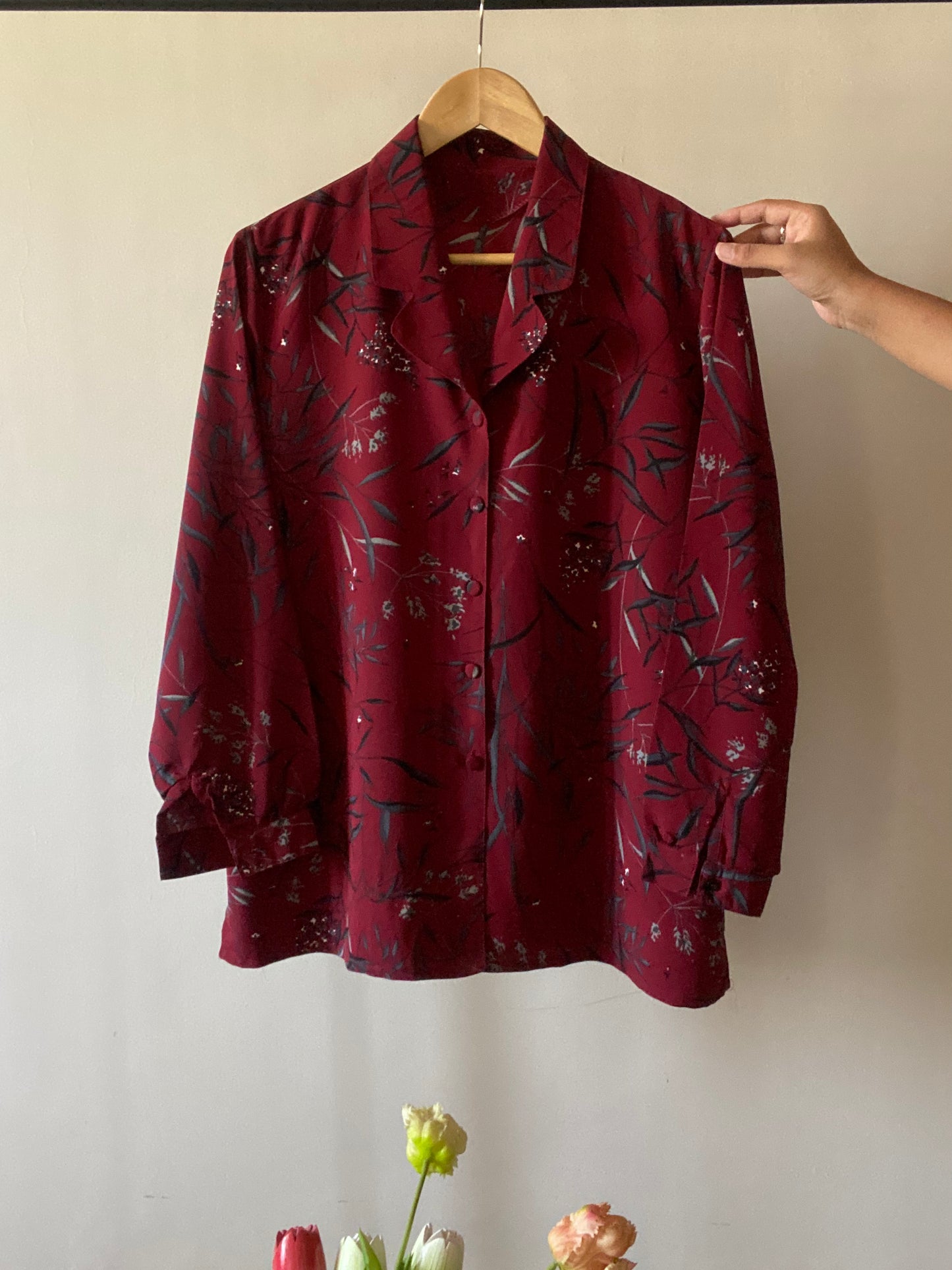 Vintage Maroon Floral Shirt
