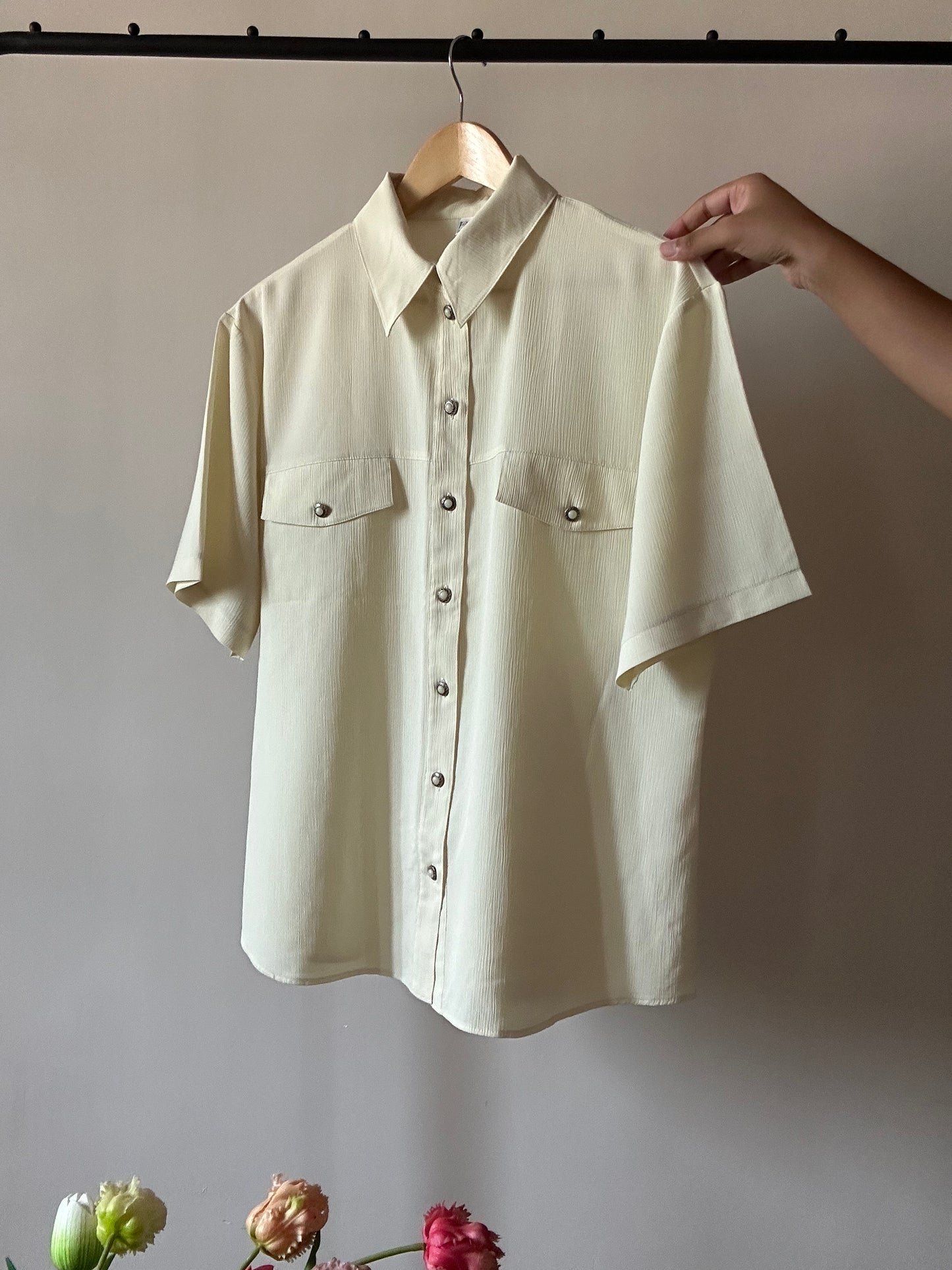 Textured Vintage Shirt With Antique Buttons
