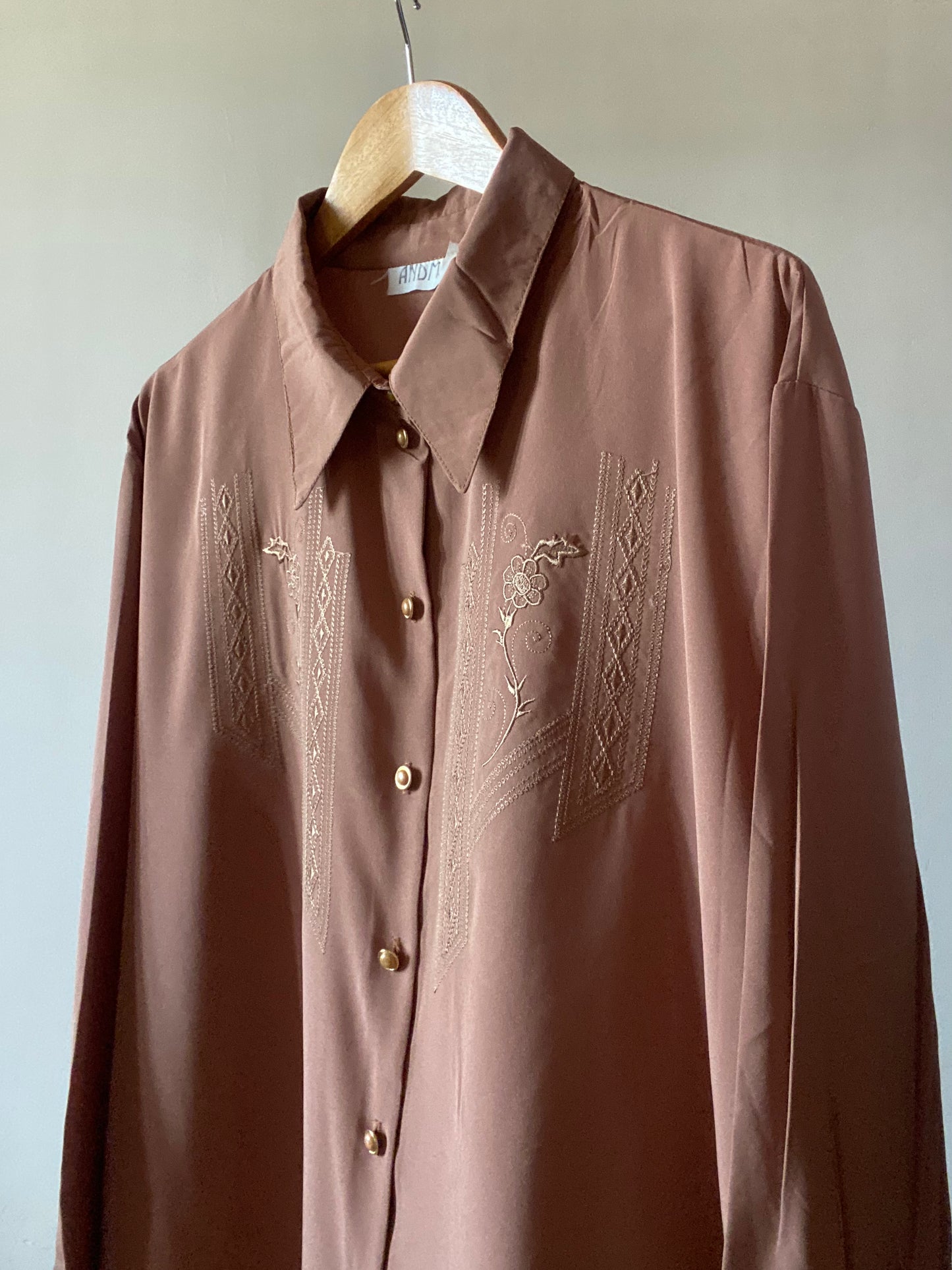 Brown Front Embroidered Vintage Shirt