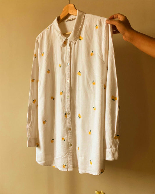 White Lemon Embroidered Vintage Shirt
