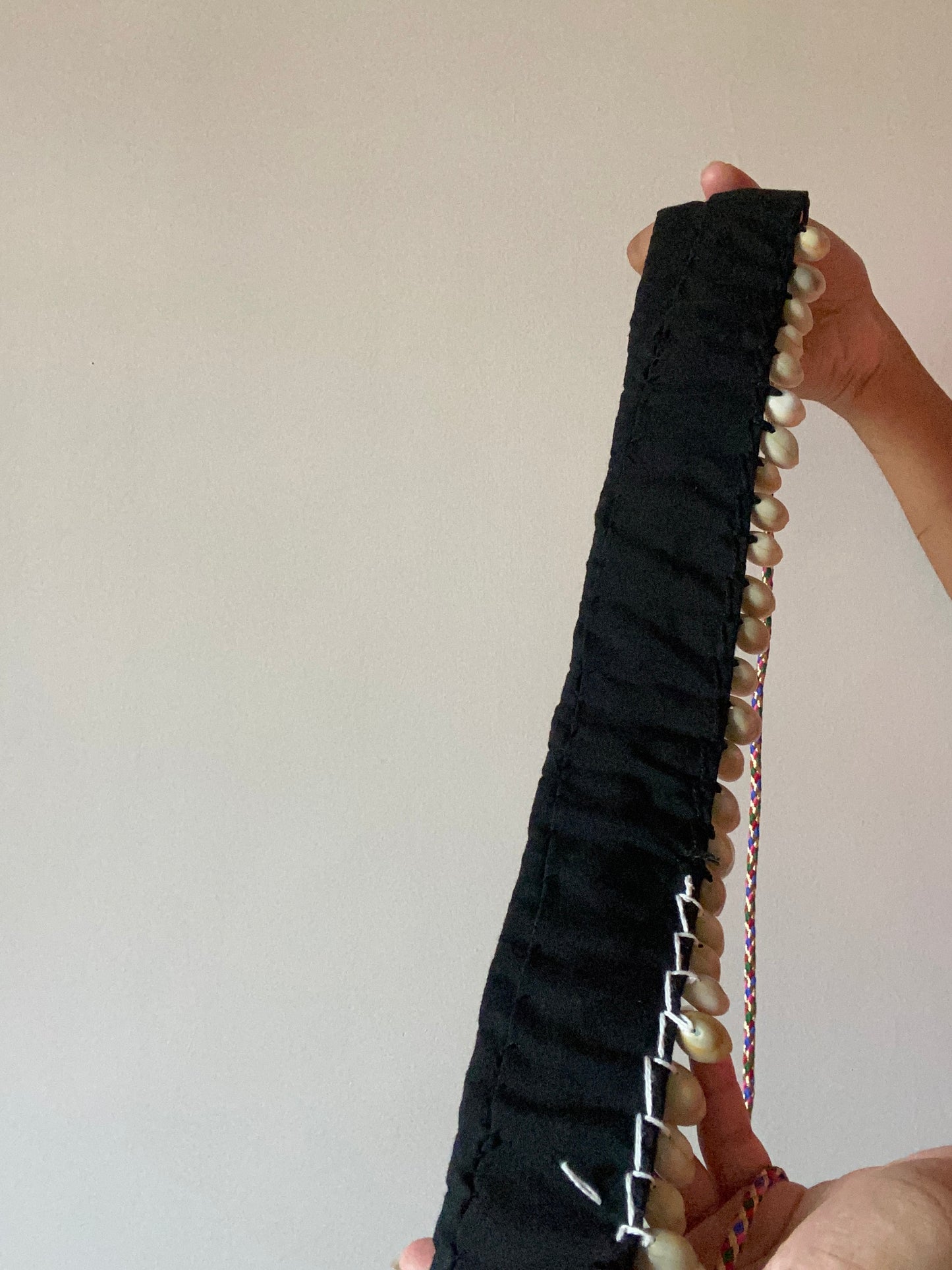Vintage Mirror and Shell Belt In Black