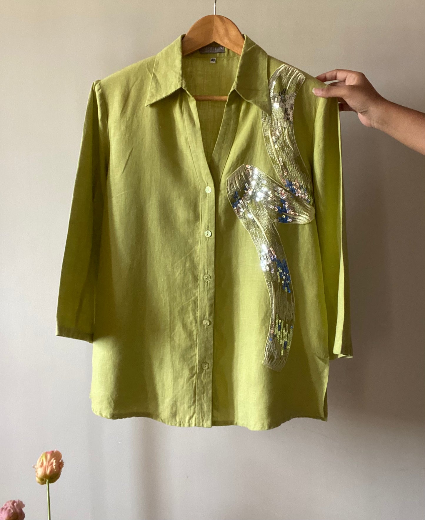 Embellished Vintage Linen Shirt
