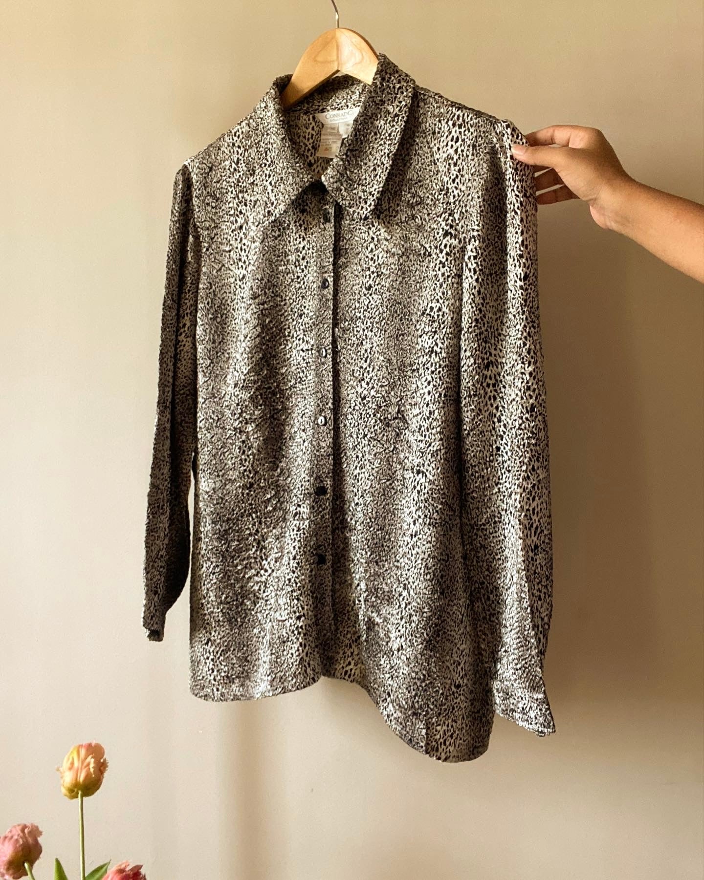 Animal Print Texted Vintage Shirt