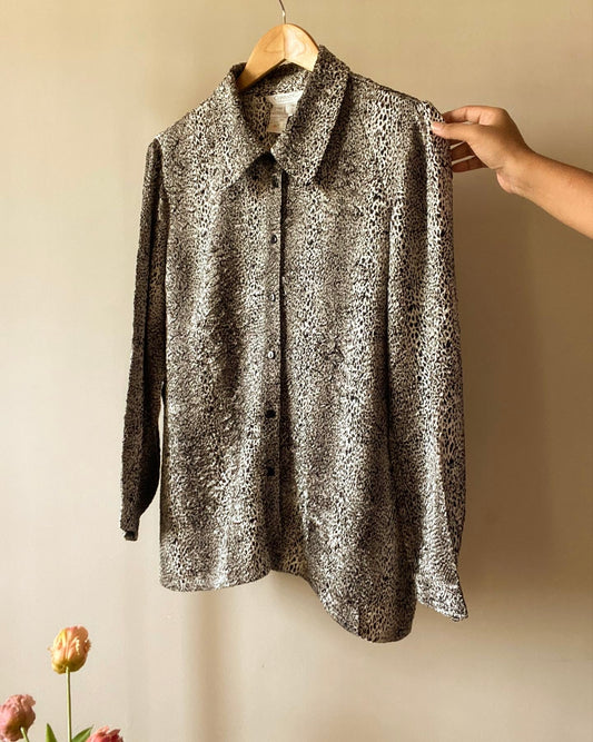 Animal Print Texted Vintage Shirt