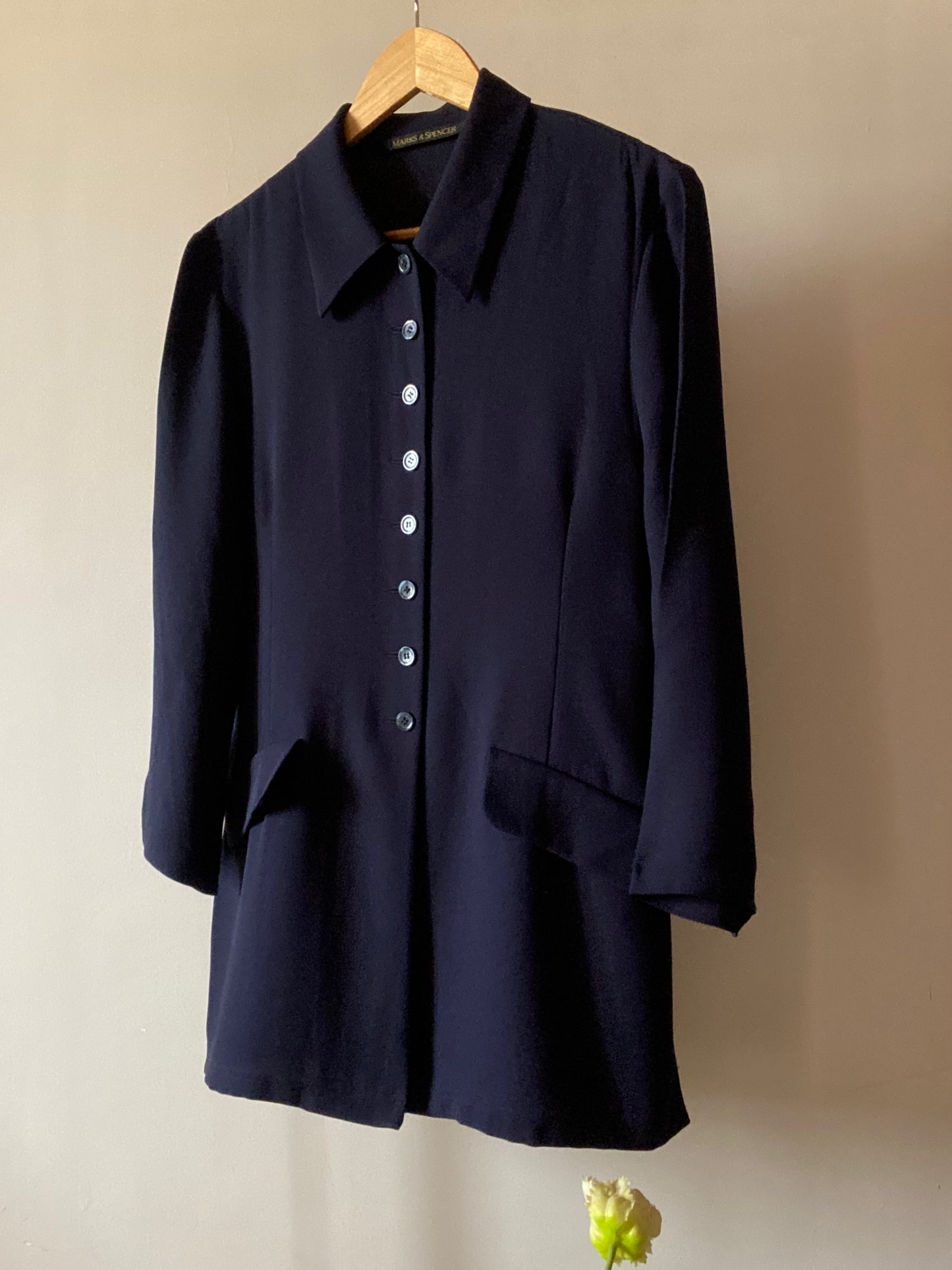 Blue Blazer Style Vintage Shirt By Marks & Spencer