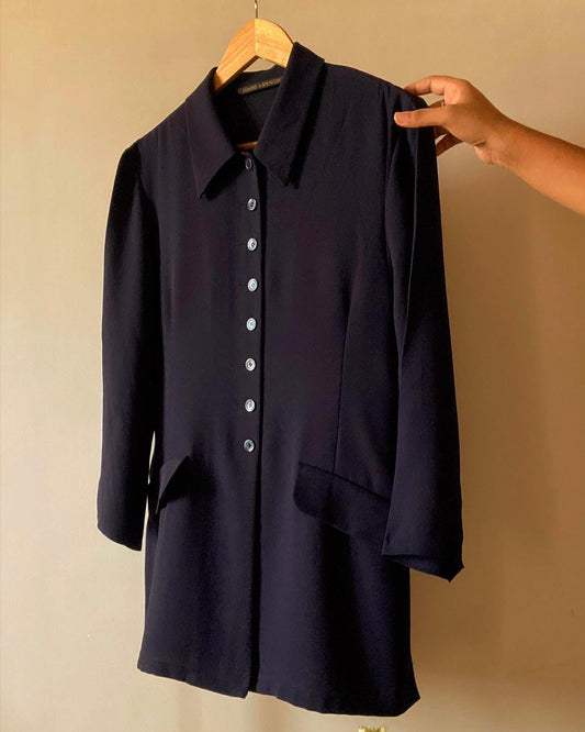 Blue Blazer Style Vintage Shirt By Marks & Spencer