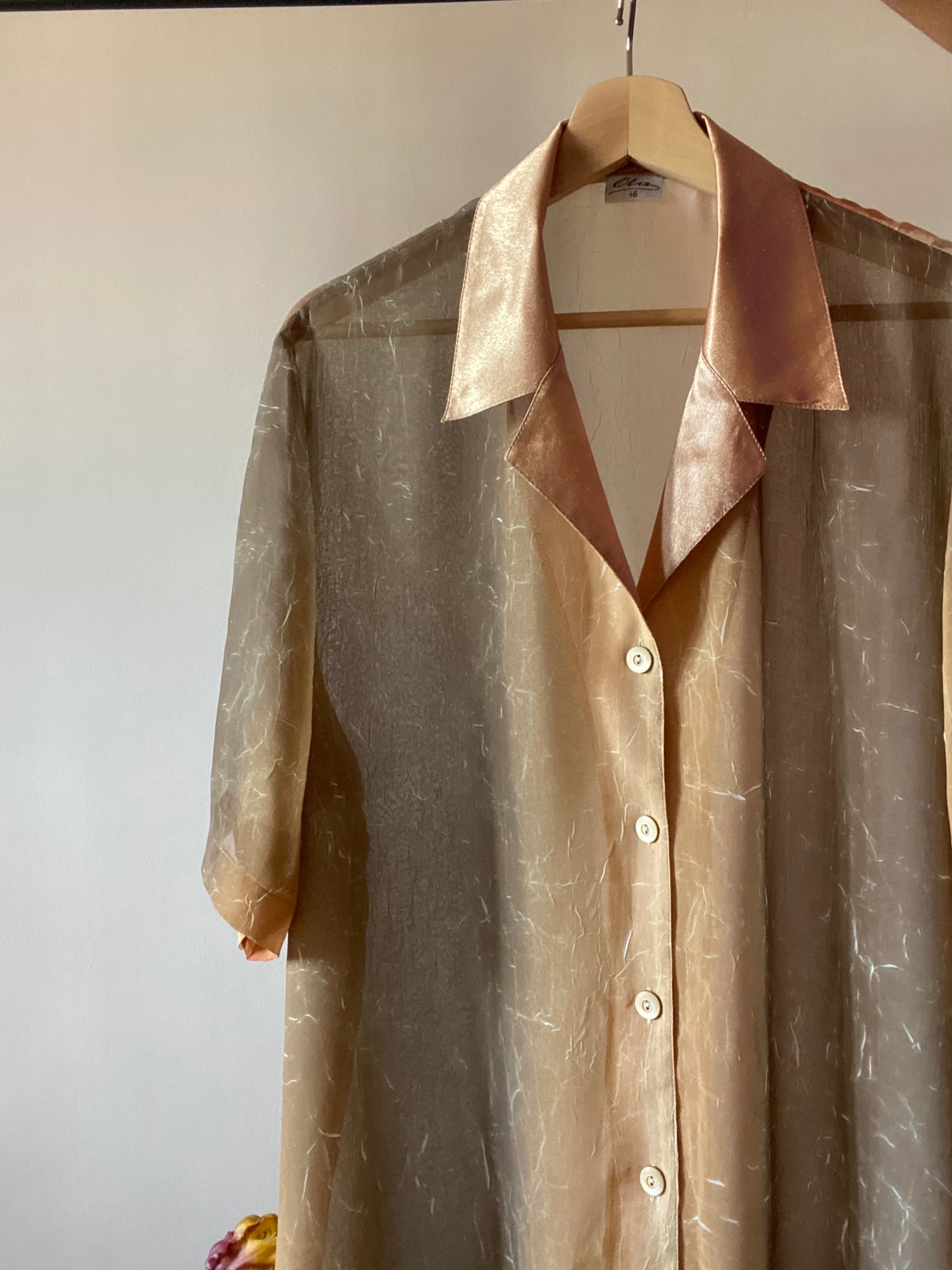 Vintage Ombré Texted Semi Sheer Shirt