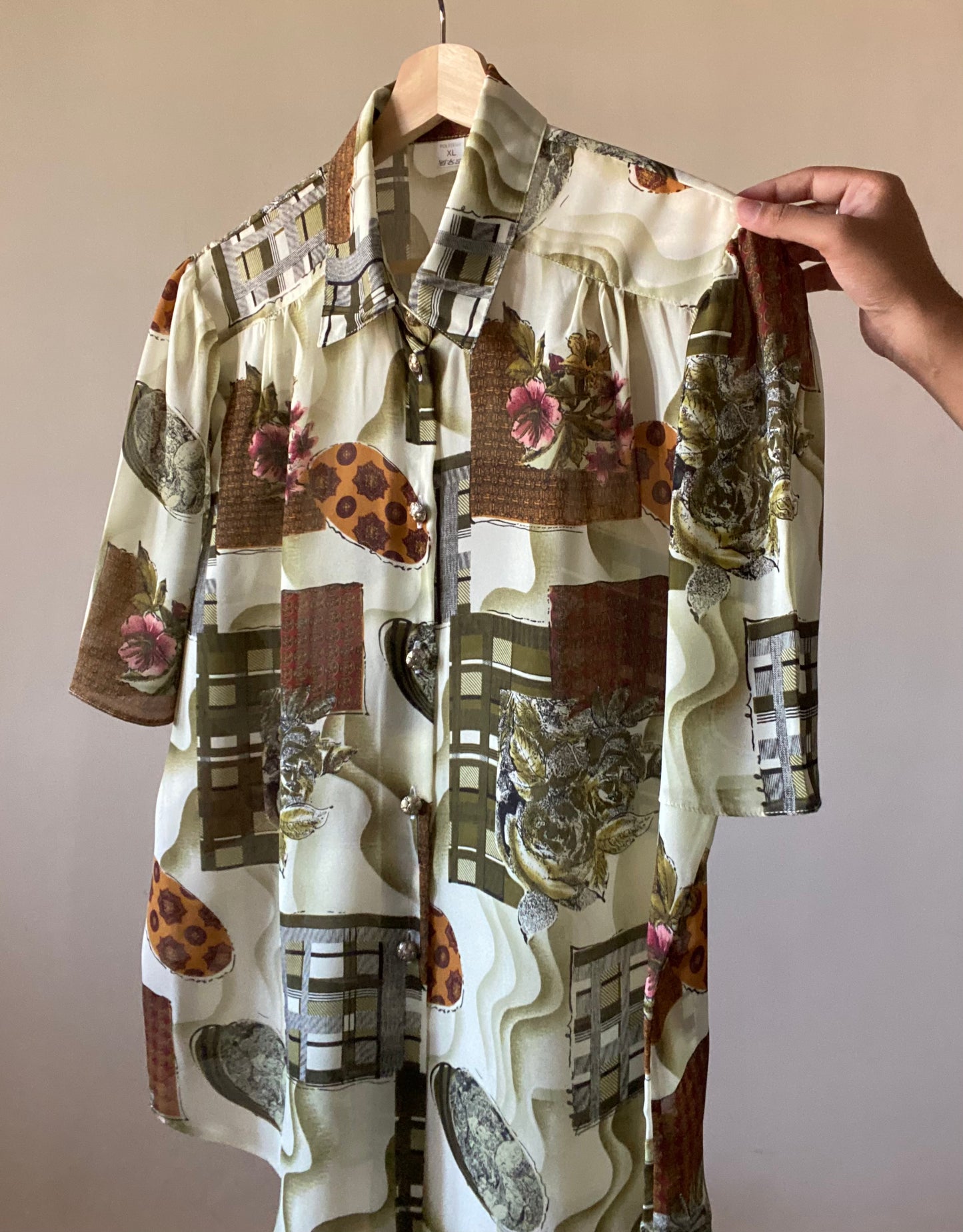 Abstract Floral Print Vintage Shirt