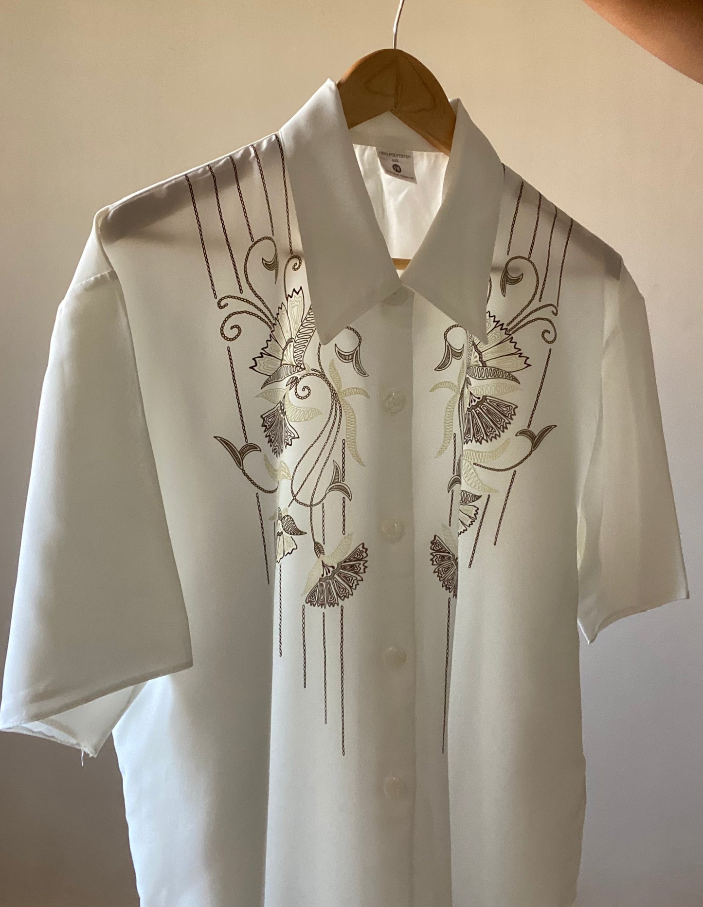 White Abstract Print Shirt