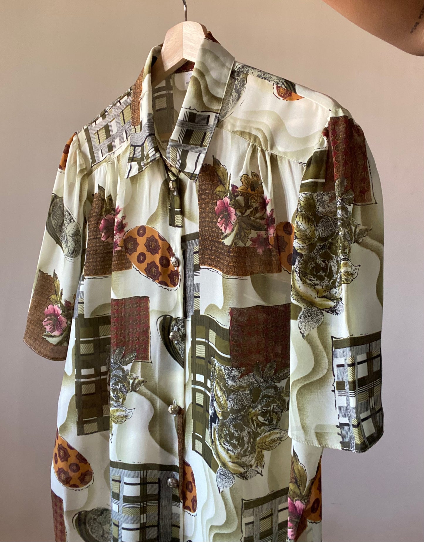 Abstract Floral Print Vintage Shirt