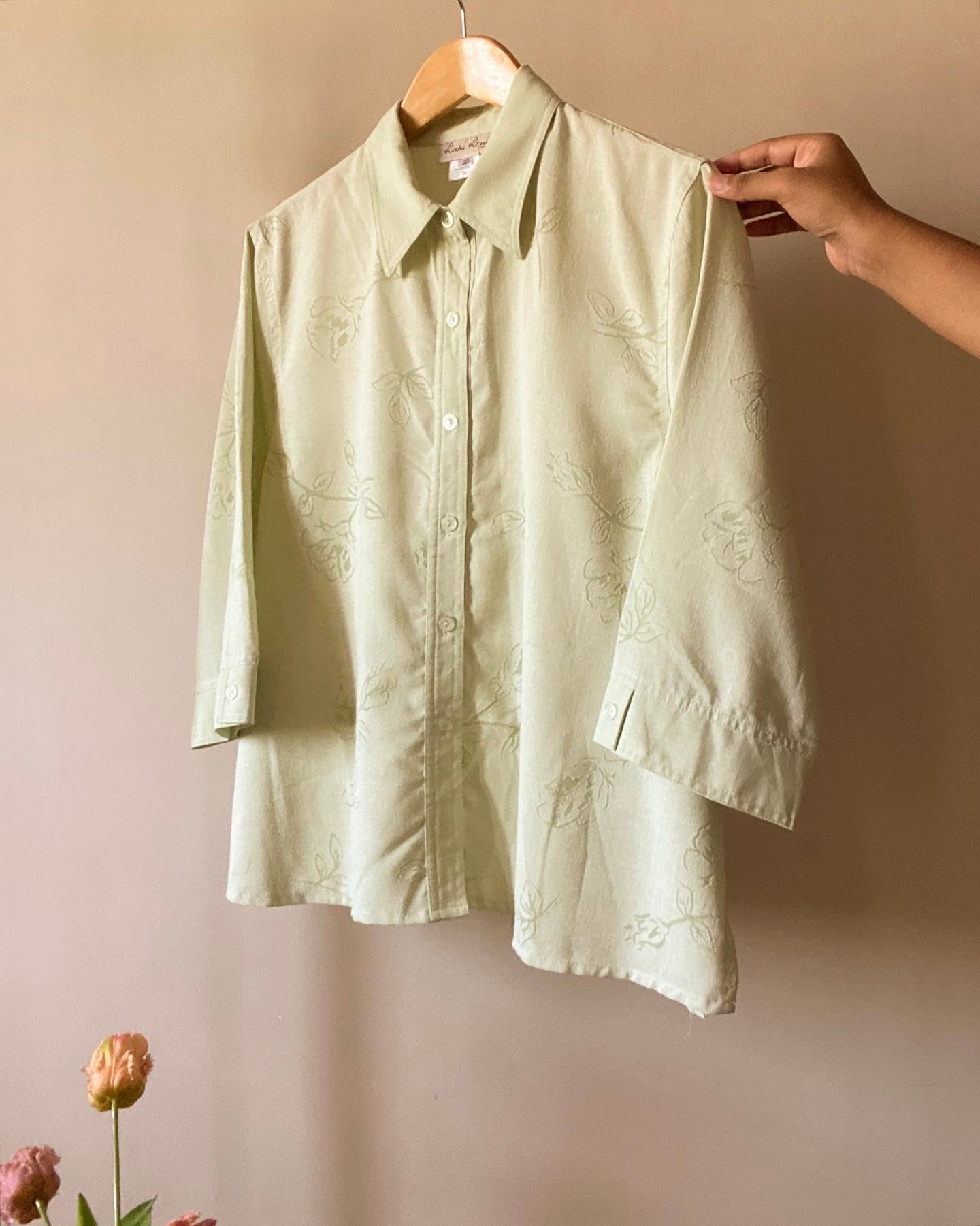 Floral Mesh Detail Vintage Shirt
