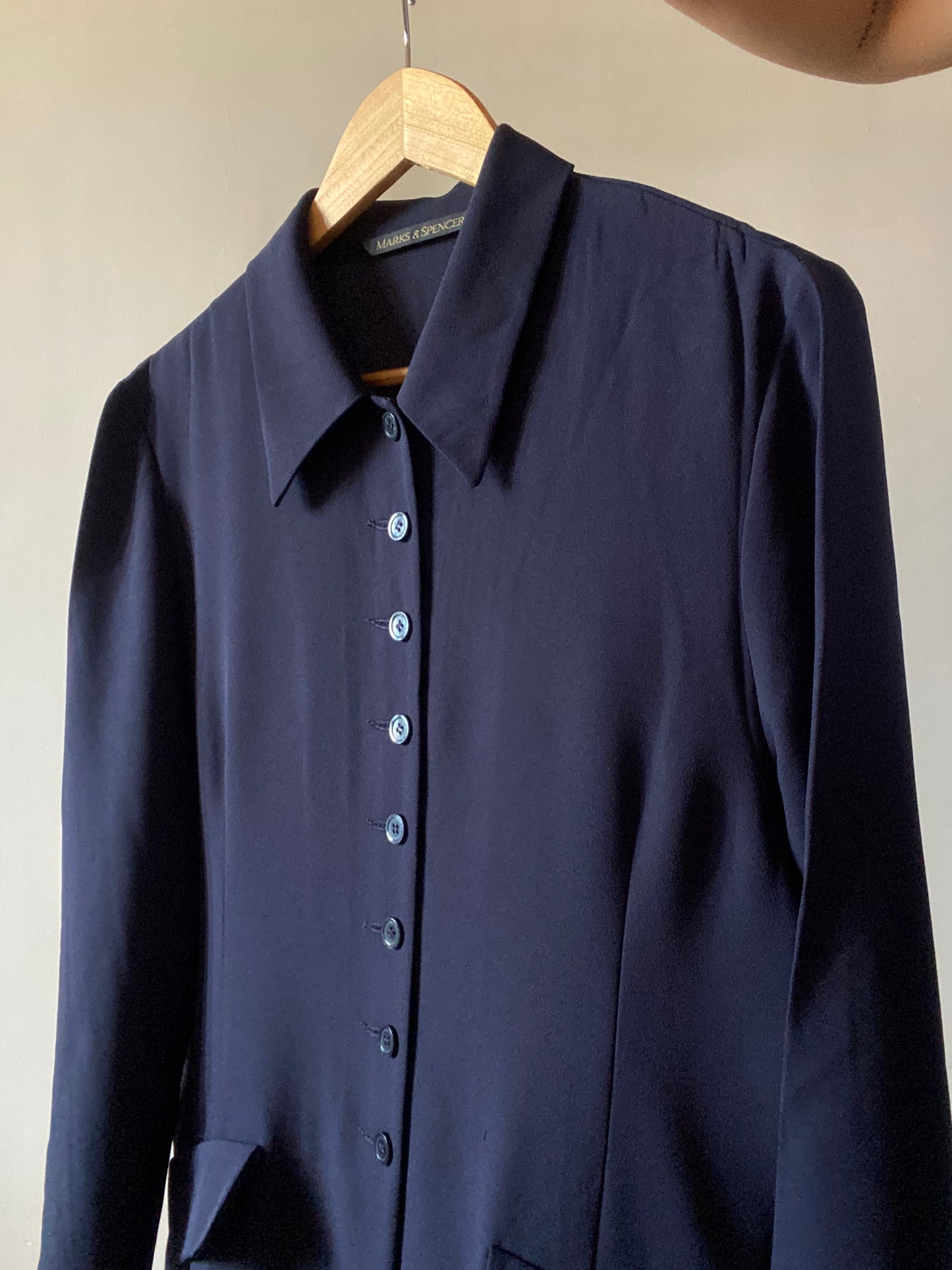 Blue Blazer Style Vintage Shirt By Marks & Spencer